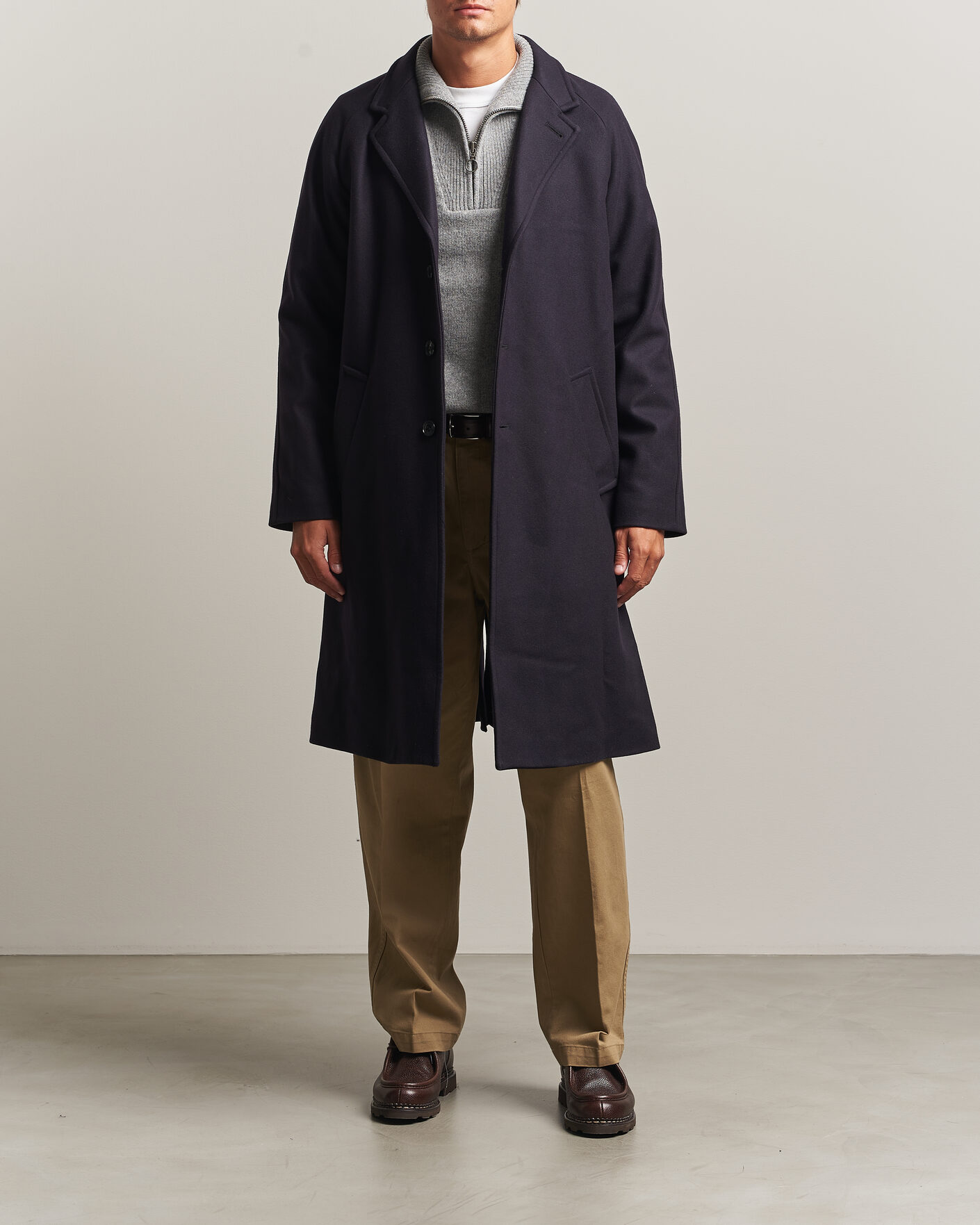 Men | Coats & Jackets | Gloverall | Chesterfield Wool/Cashmere Refined Coat Navy