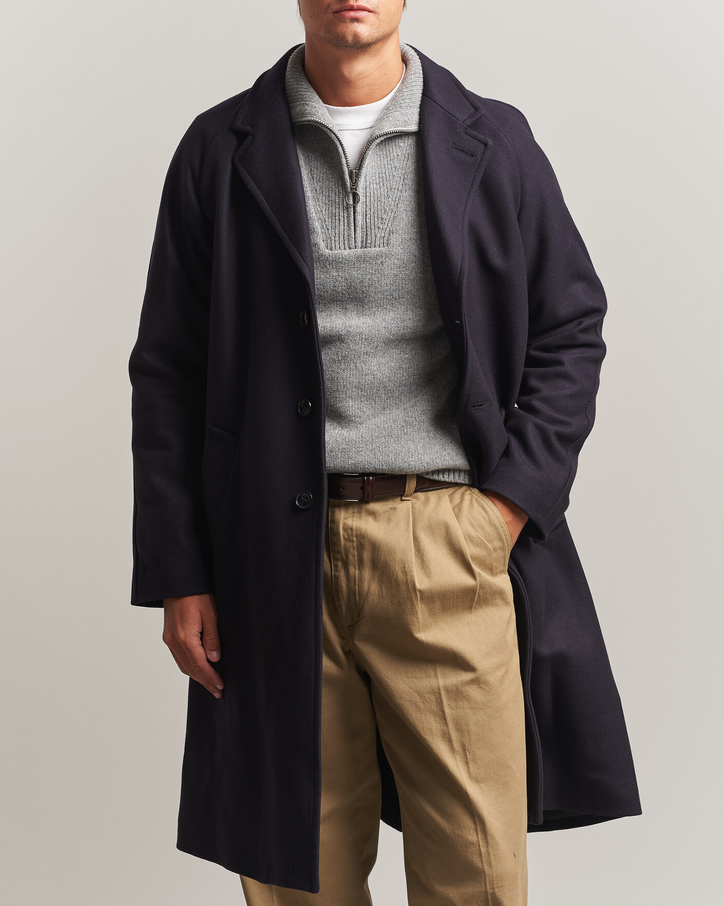 Men | Coats & Jackets | Gloverall | Chesterfield Wool/Cashmere Refined Coat Navy