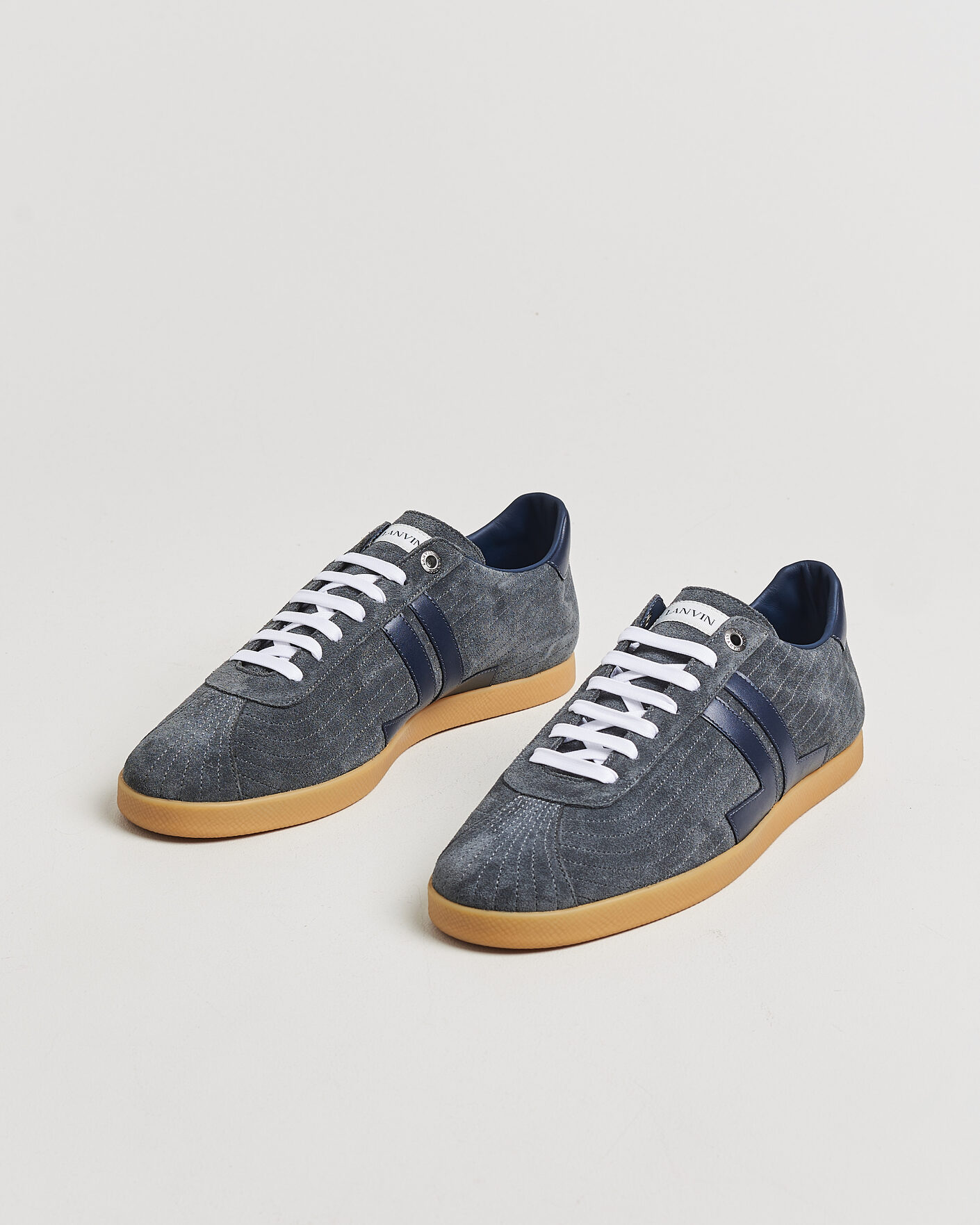 Men | Sneakers | Lanvin | Glen Leather Sneakers Grey/Navy
