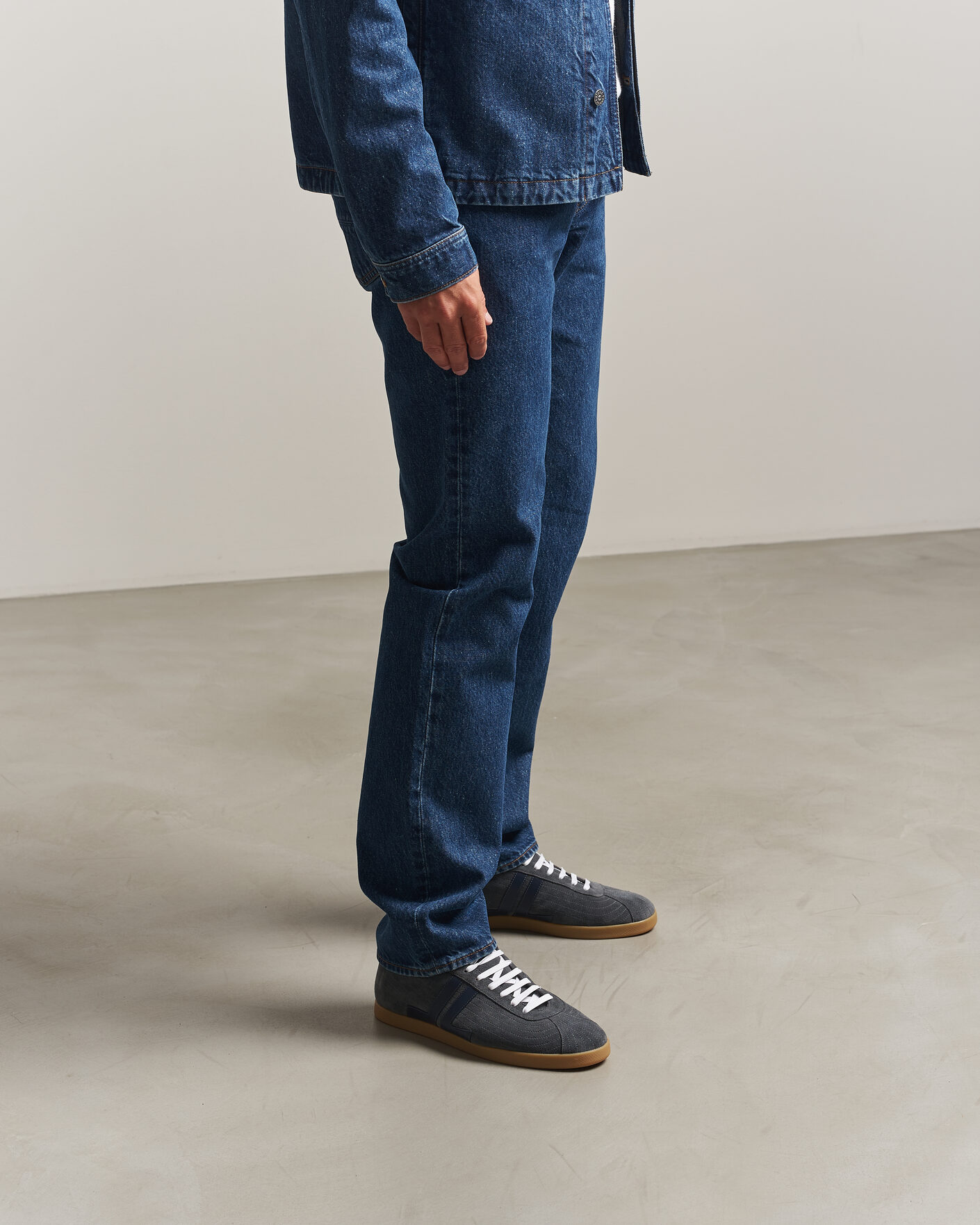 Men | Sneakers | Lanvin | Glen Leather Sneakers Grey/Navy