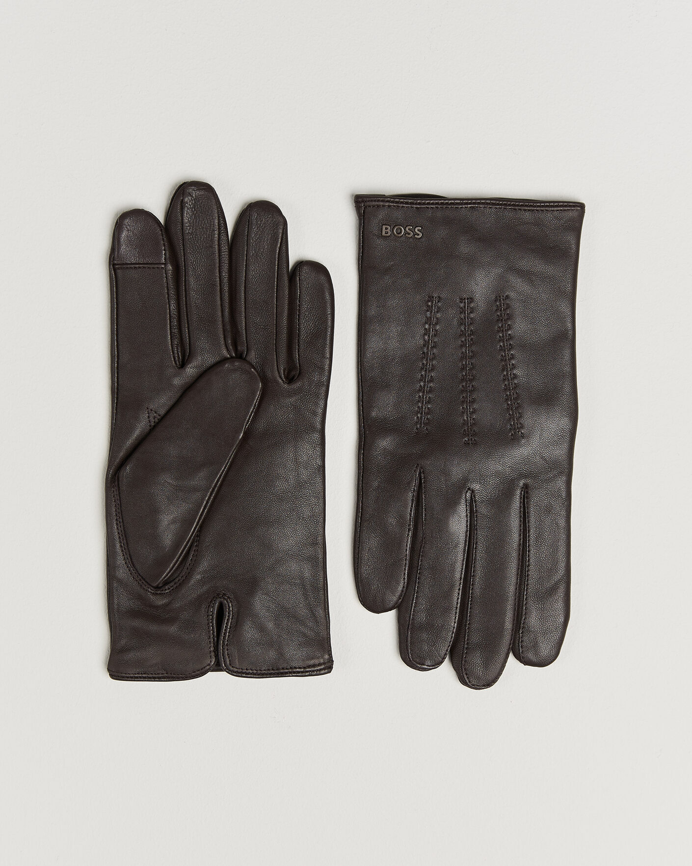 Men | Gloves | BOSS BLACK | Hainz Leather Glove Dark Brown