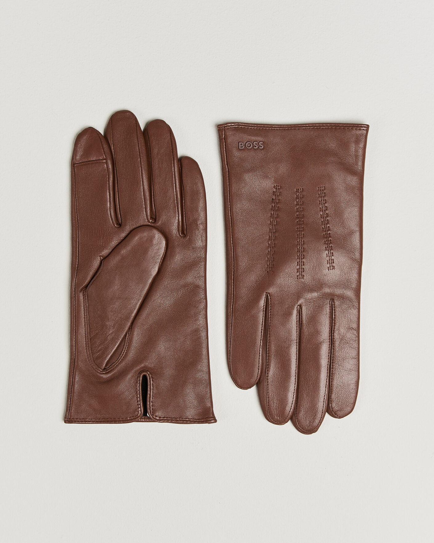 Men | Gloves | BOSS BLACK | Hainz Leather Glove Medium Brown
