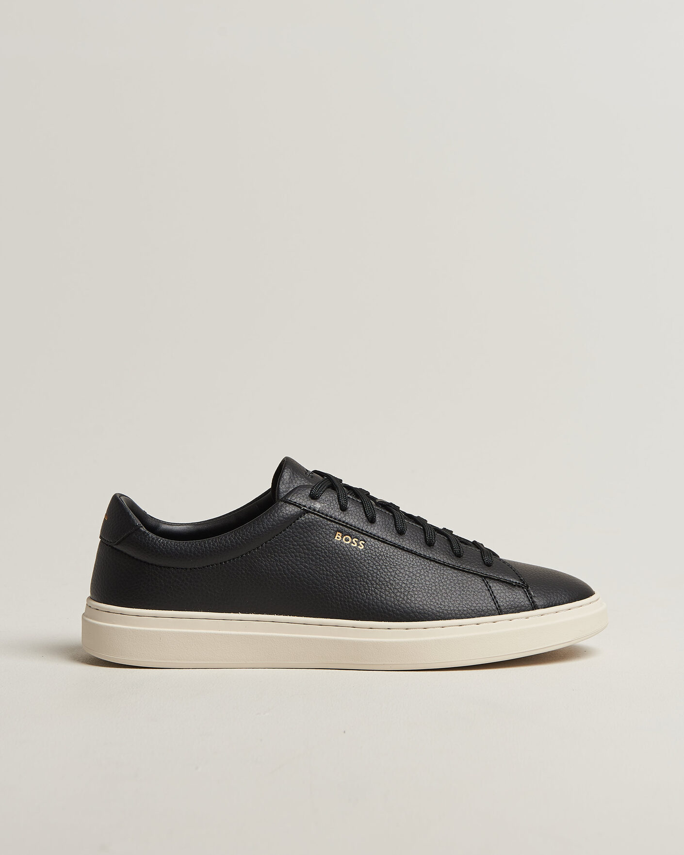 Men | Sneakers | BOSS BLACK | Kieran Grained Leather Sneaker Black