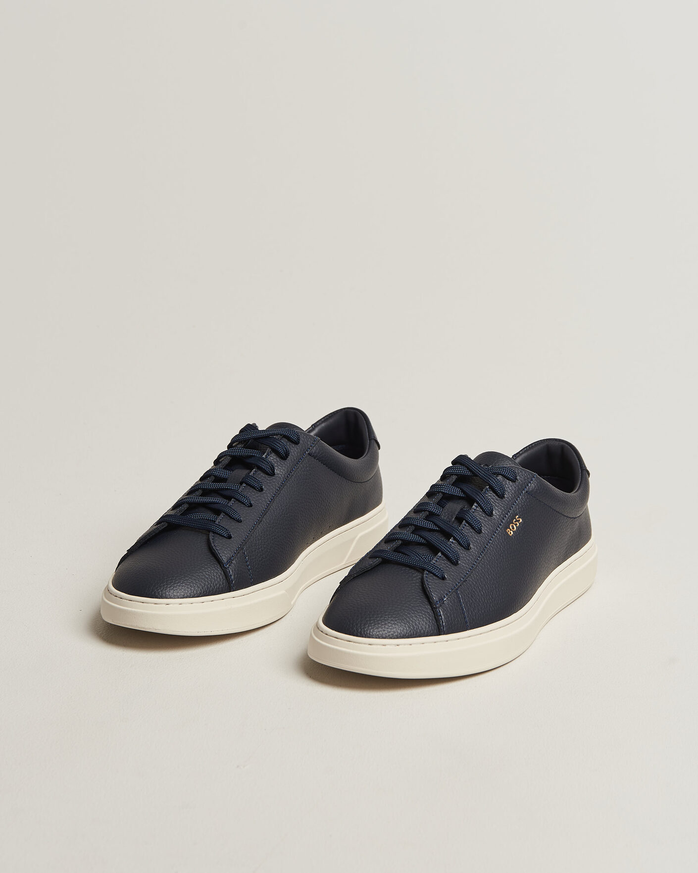 Men | Sneakers | BOSS BLACK | Kieran Grained Leather Sneaker Dark Blue