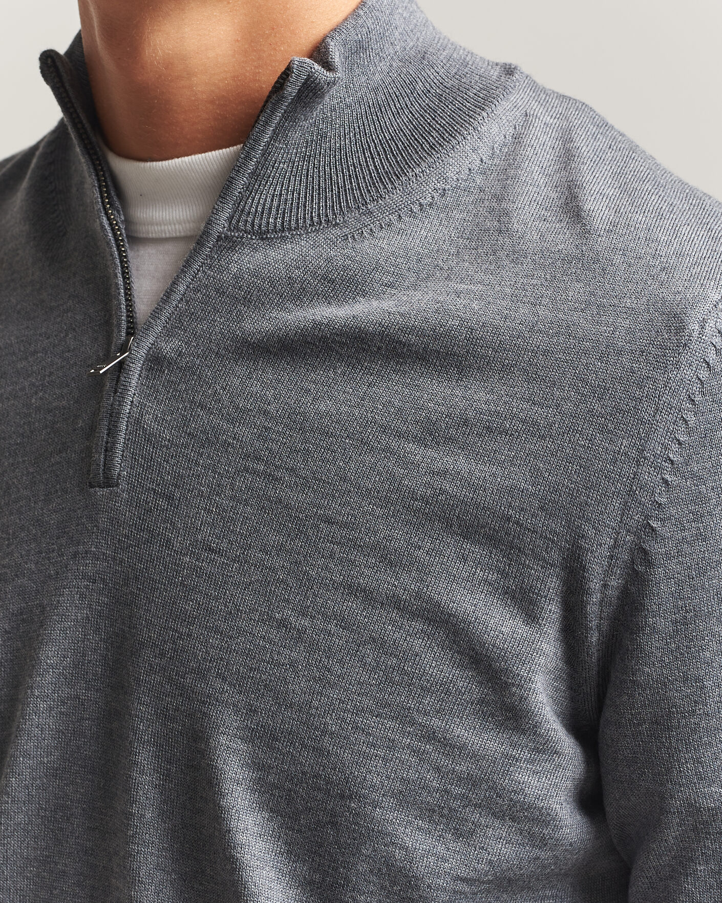 Men | Sweaters & Knitwear | BOSS BLACK | Ebenji Merino Knitted Half Zip Medium Grey