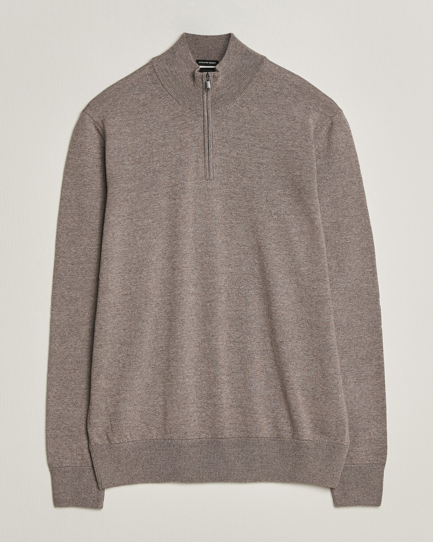 Men | Sweaters & Knitwear | BOSS BLACK | Ebenji Merino Knitted Half Zip Open Brown