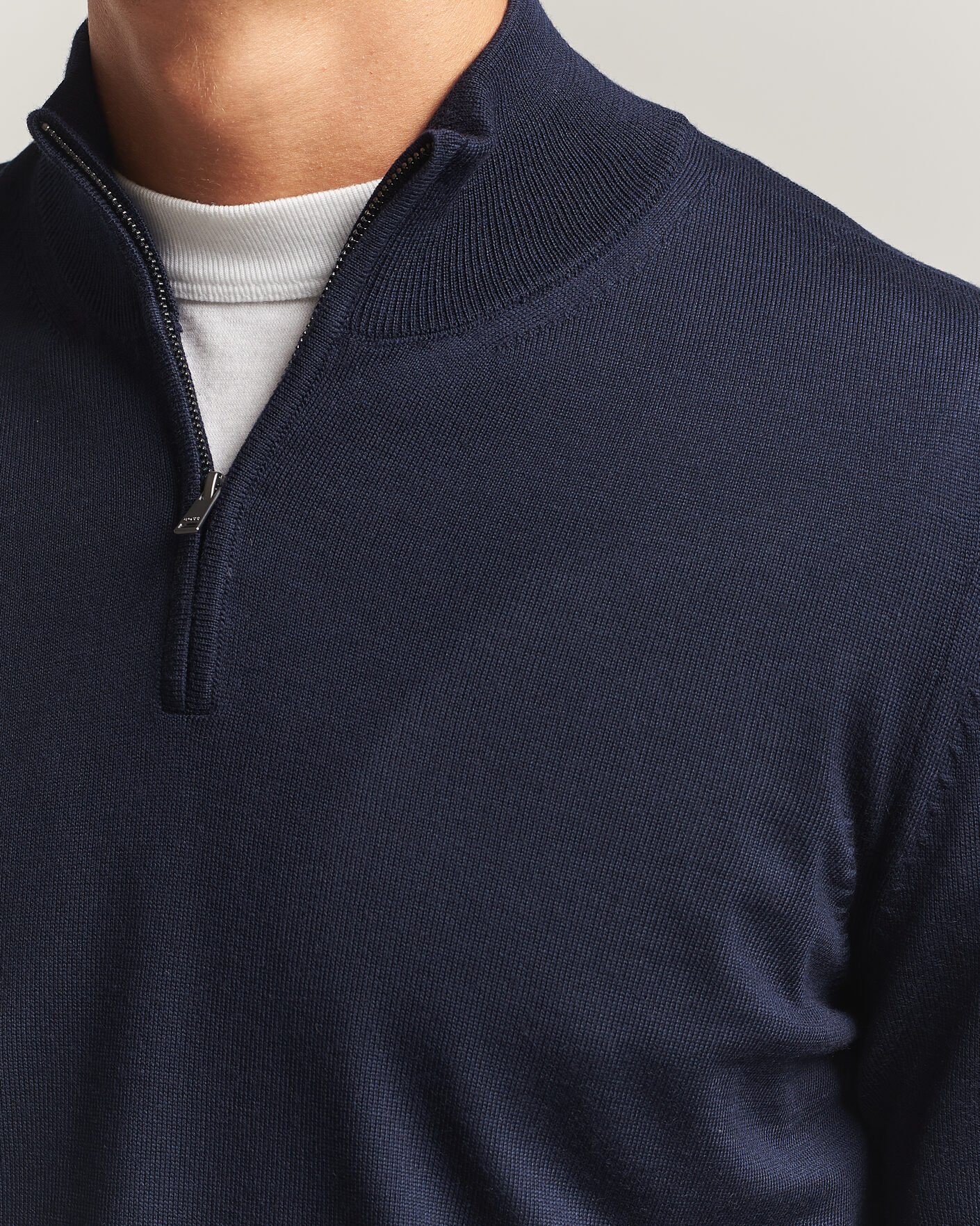 Men | Sweaters & Knitwear | BOSS BLACK | Ebenji Merino Knitted Half Zip Dark Blue