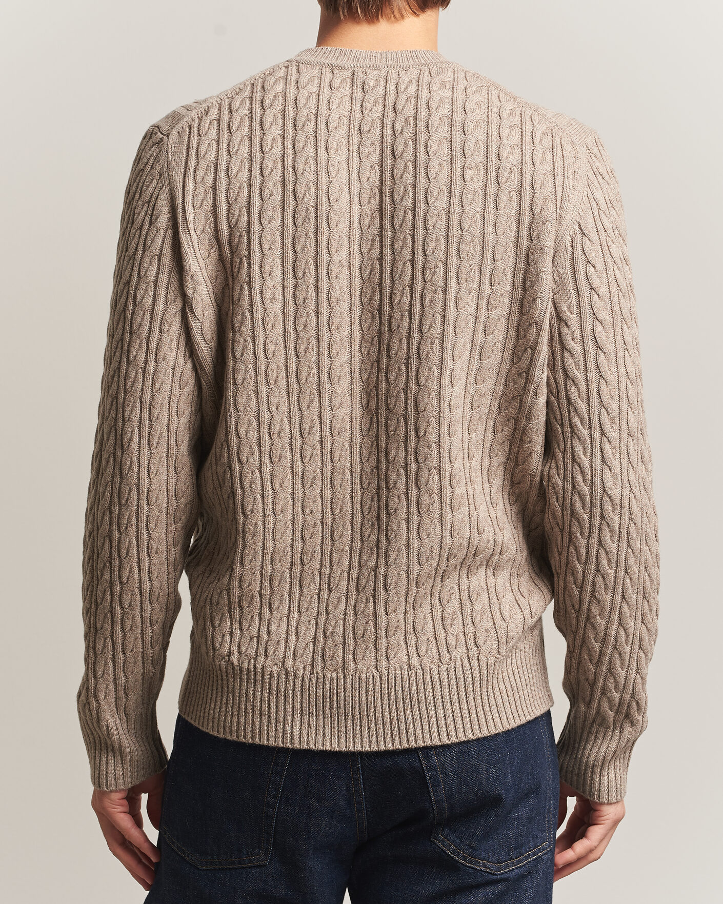 Men | Sweaters & Knitwear | BOSS BLACK | Furlan Wool/Cashmere Cable Crew Neck Open Brown