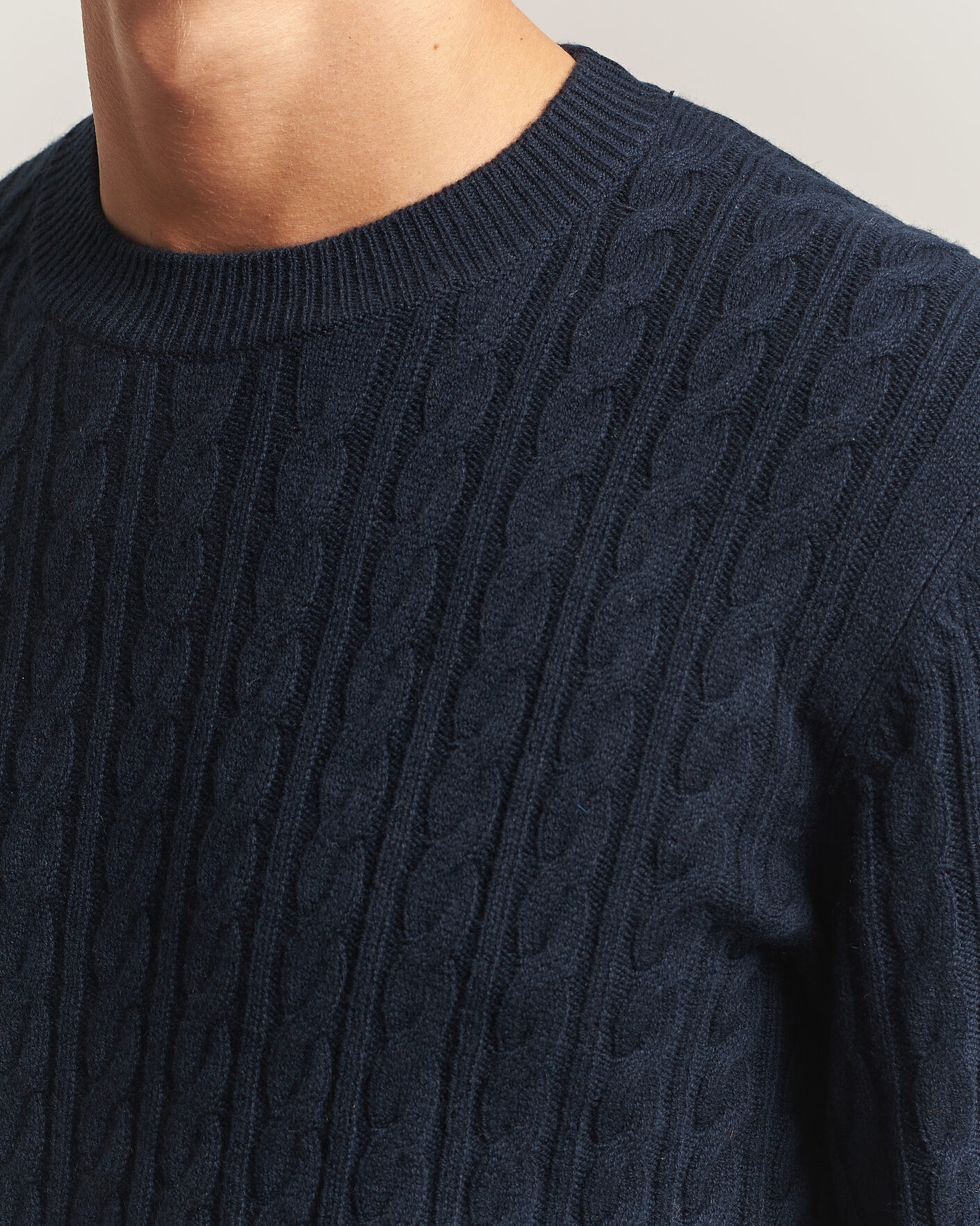 Men | Sweaters & Knitwear | BOSS BLACK | Furlan Wool/Cashmere Cable Crew Neck Dark Blue