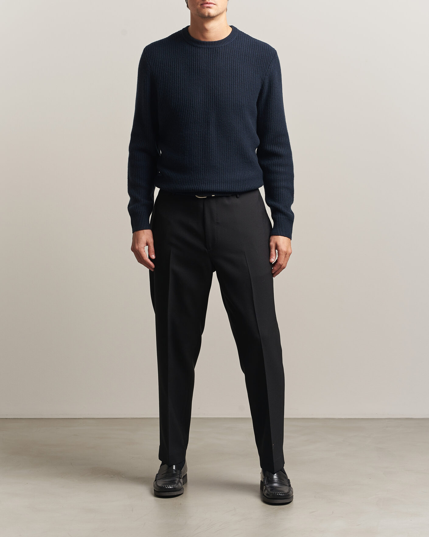 Men | Sweaters & Knitwear | BOSS BLACK | Fiocchetto Wool/Cashmere Crew Neck Dark Blue