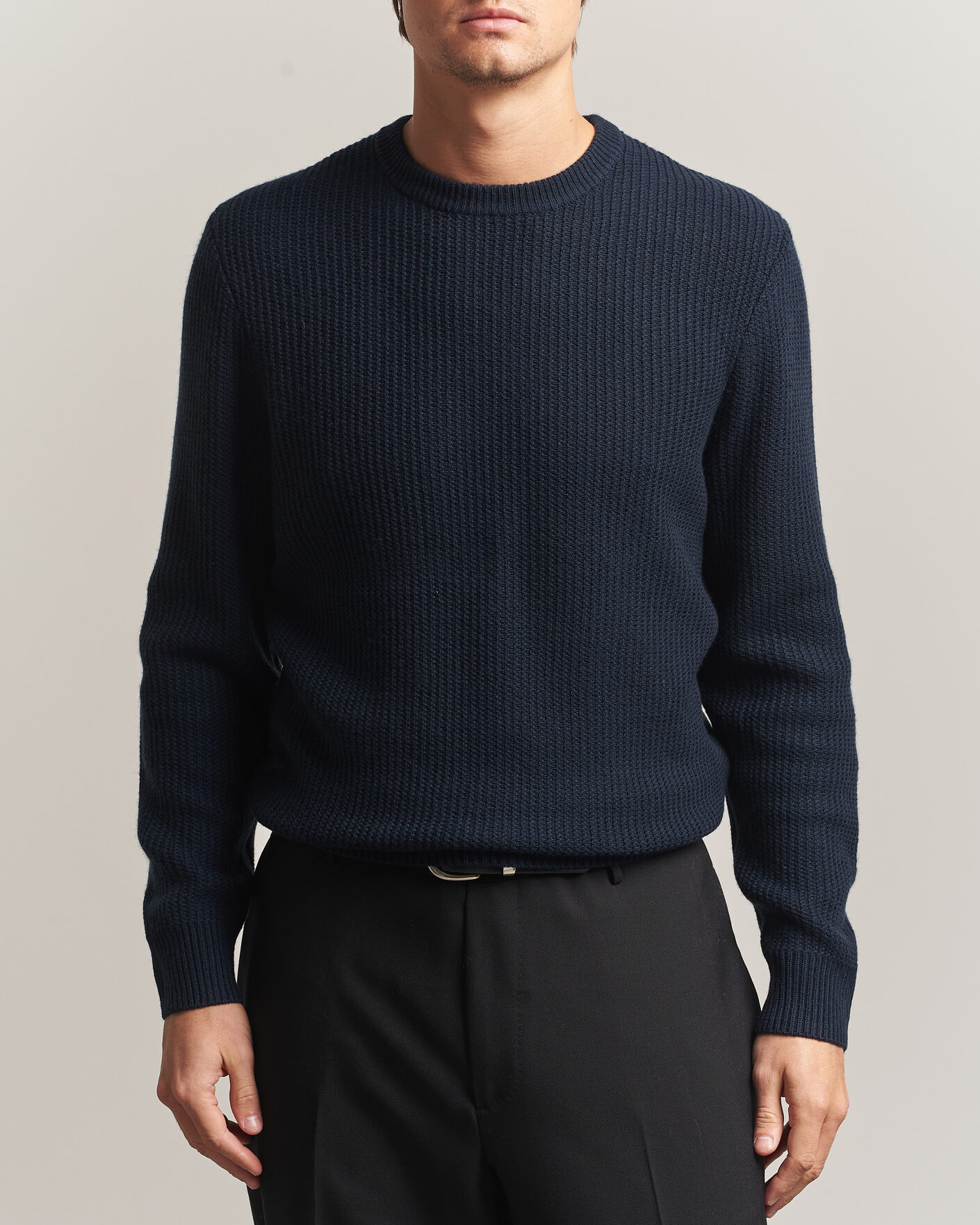 Men | Sweaters & Knitwear | BOSS BLACK | Fiocchetto Wool/Cashmere Crew Neck Dark Blue