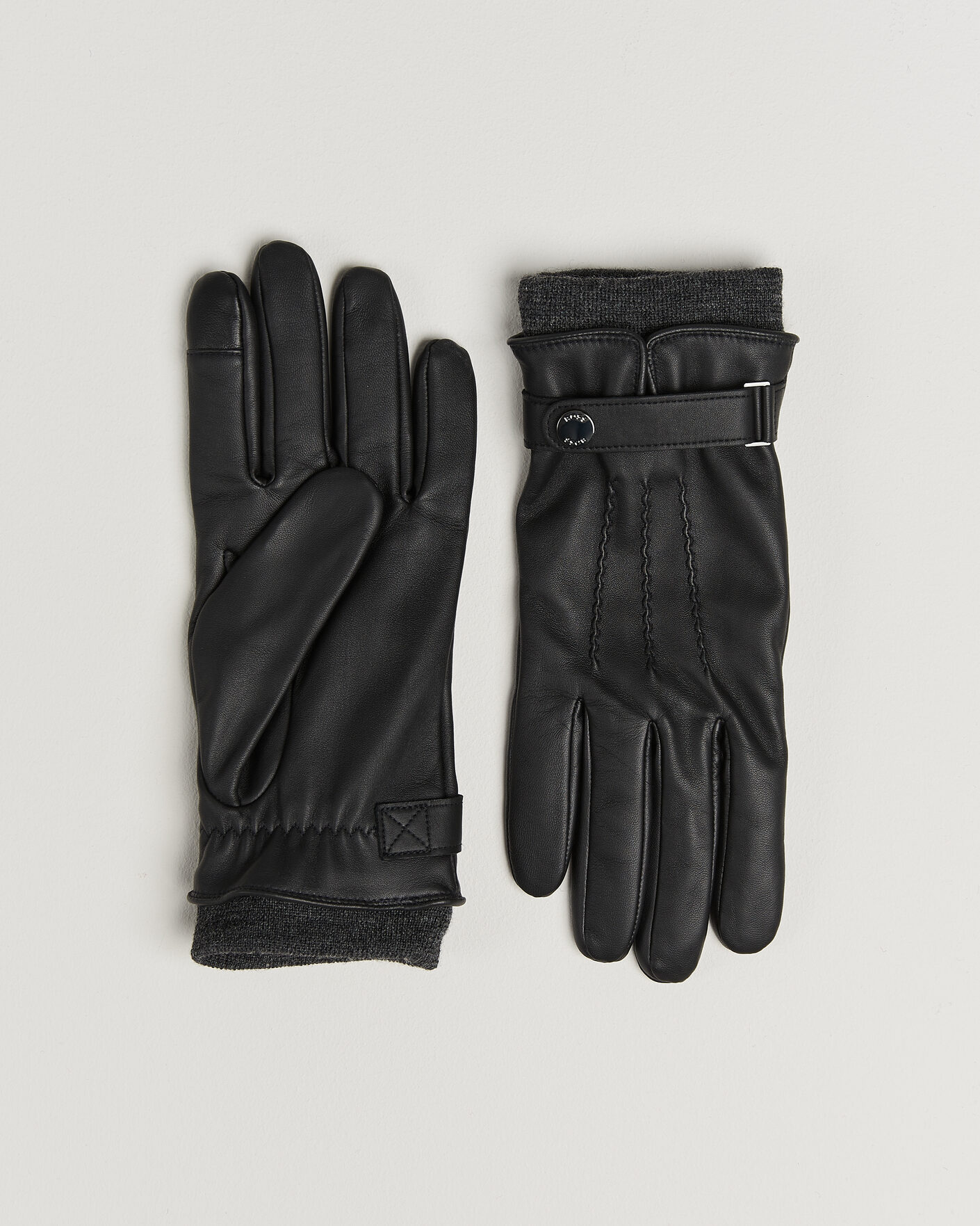 Men | Gloves | BOSS BLACK | Hyden Leather Glove Black