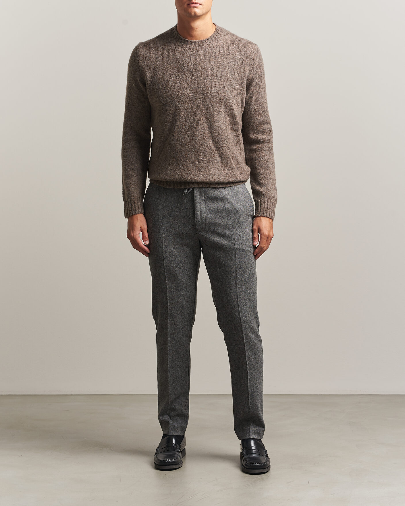 Men | Trousers | BOSS BLACK | Kane Brushed Drawstring Trousers Medium Grey