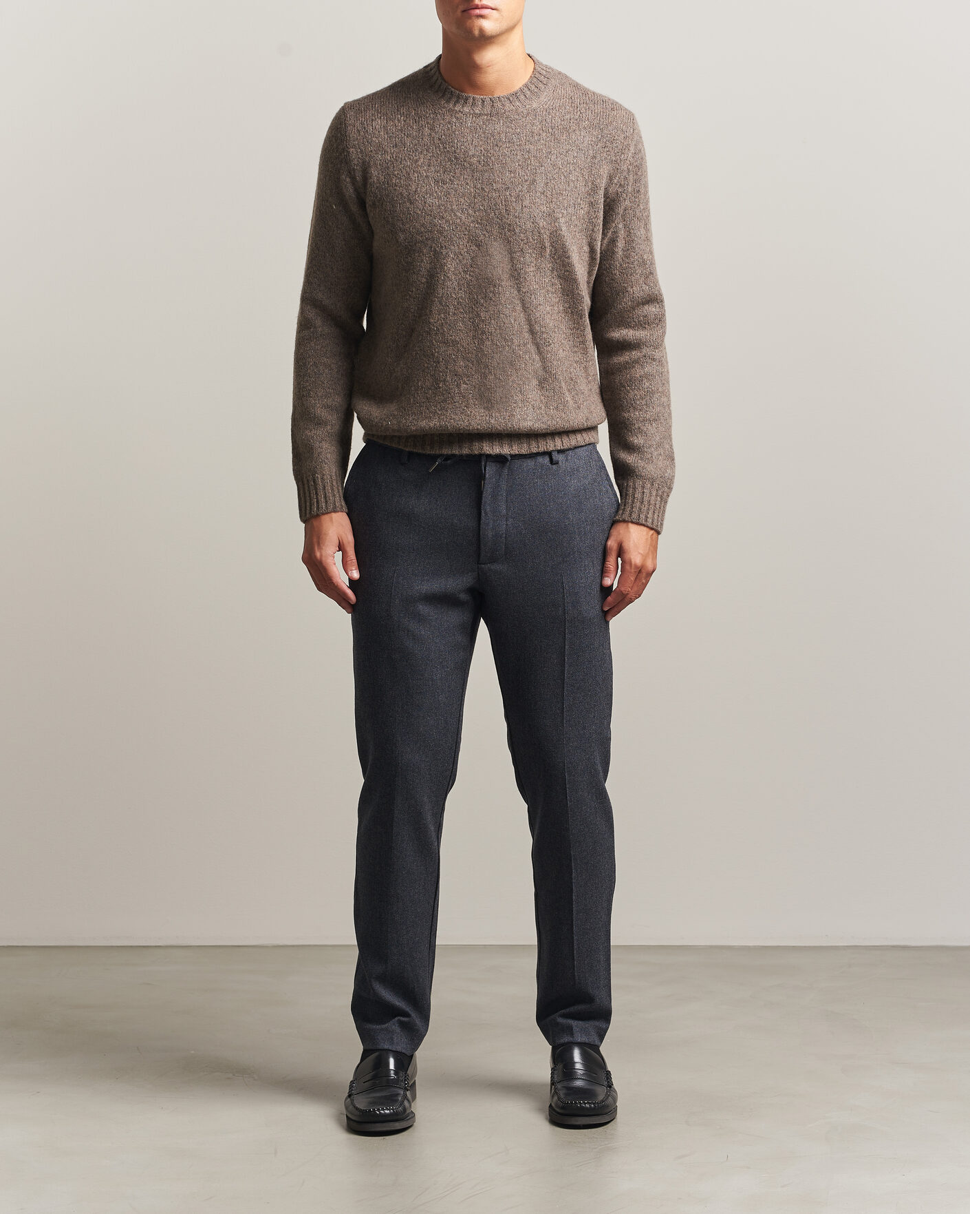 Men | Trousers | BOSS BLACK | Kane Brushed Drawstring Trousers Dark Blue