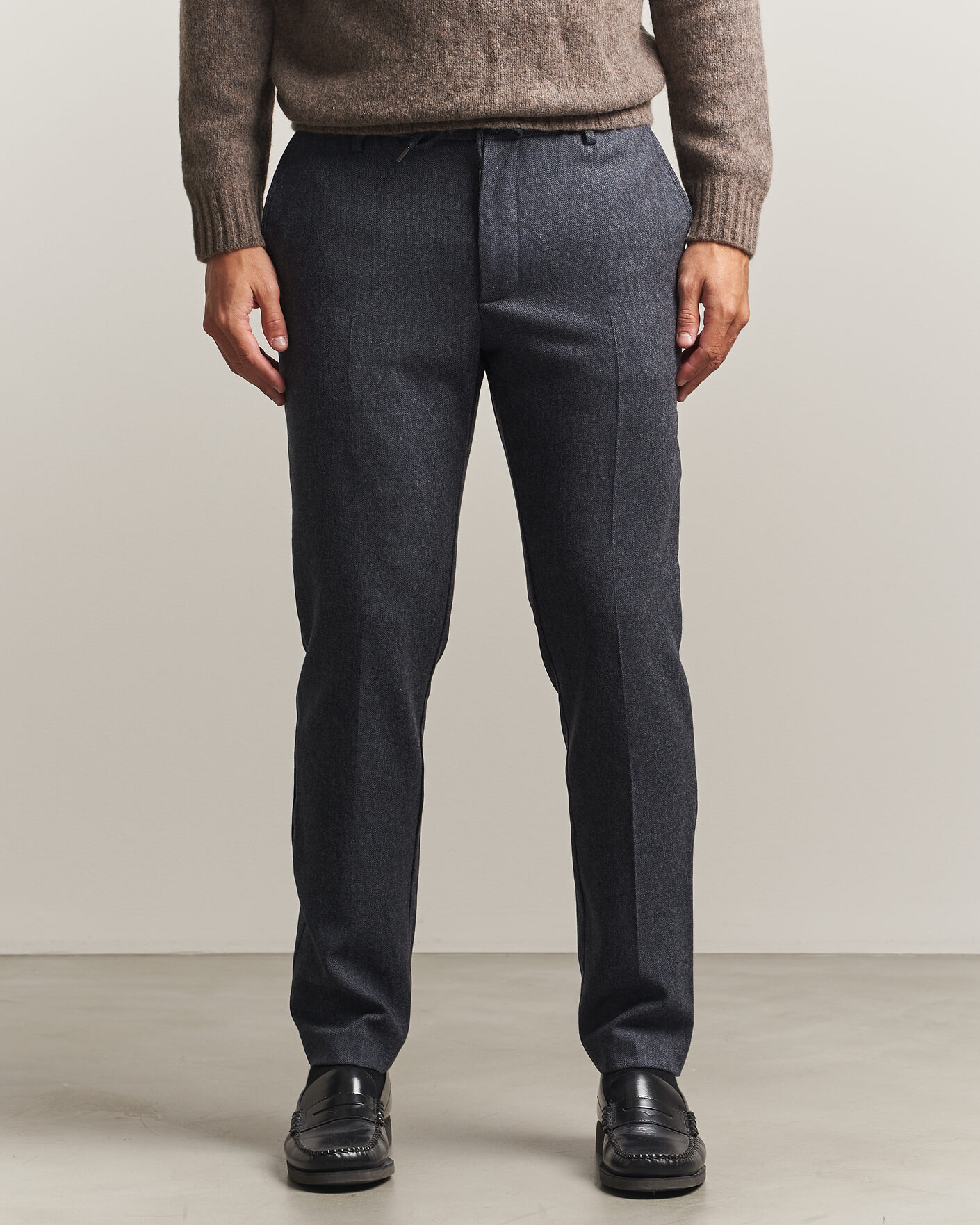 Men | Trousers | BOSS BLACK | Kane Brushed Drawstring Trousers Dark Blue