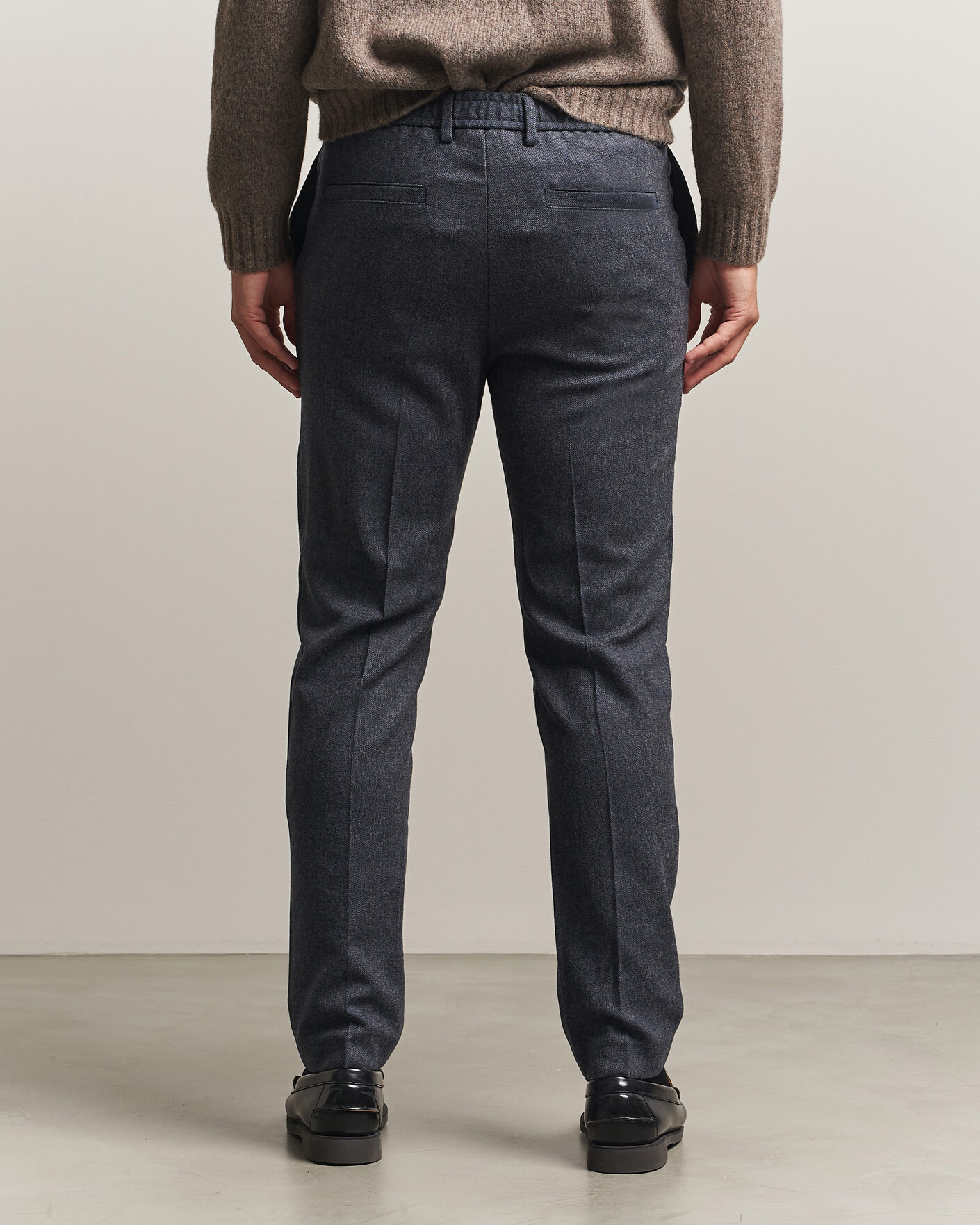 Men | Trousers | BOSS BLACK | Kane Brushed Drawstring Trousers Dark Blue