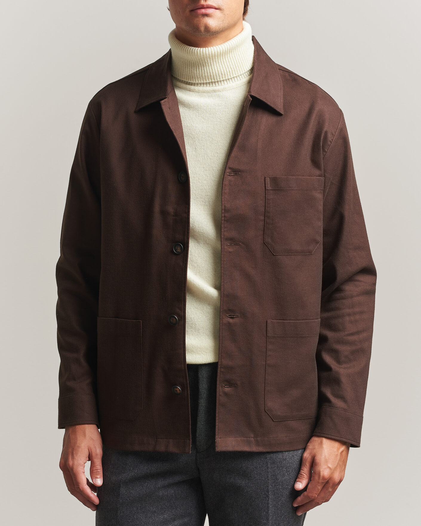 Men | Shirts | BOSS BLACK | Cai Cotton Overshirt Dark Brown