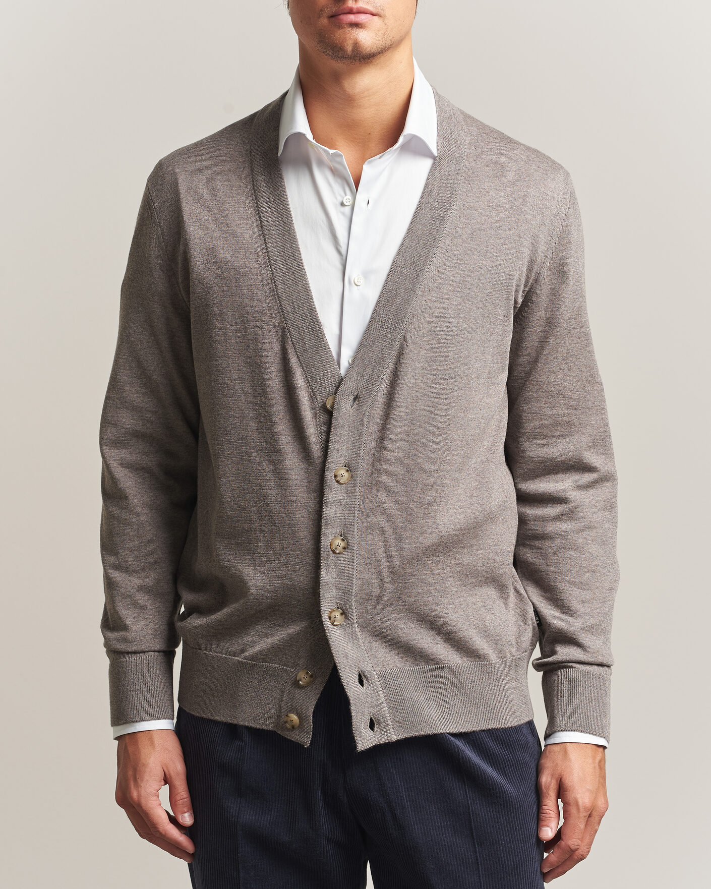 Men | Sweaters & Knitwear | BOSS BLACK | Mardon Wool Cardigan Open Brown