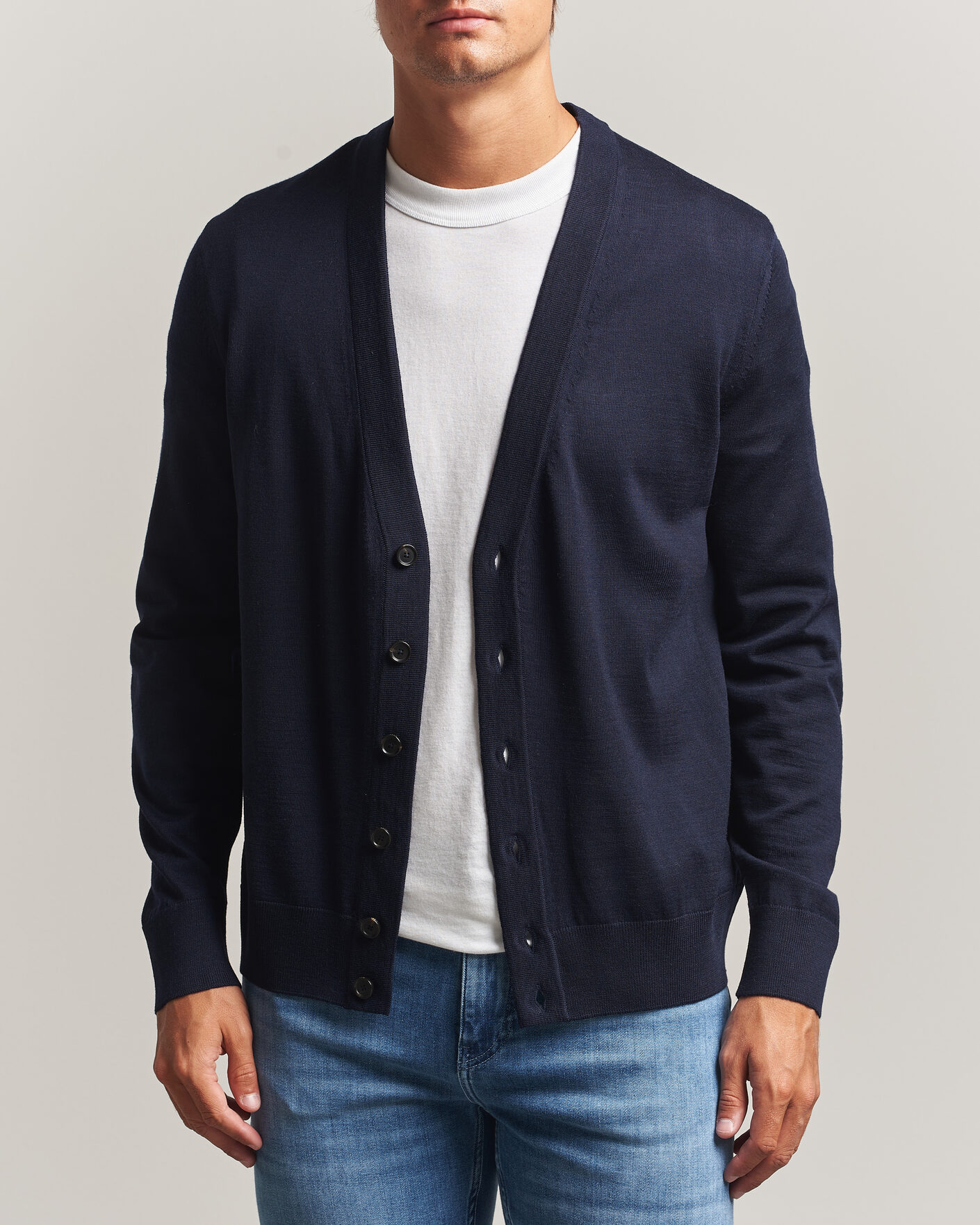 Men | Sweaters & Knitwear | BOSS BLACK | Mardon Wool Cardigan Dark Blue