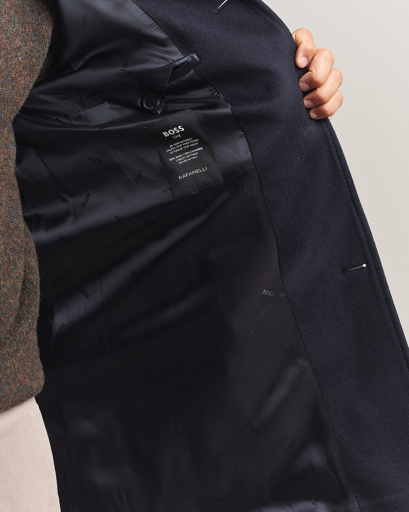 Men | Coats & Jackets | BOSS BLACK | Hyde Wool Stand Up Collar Coat Dark Blue