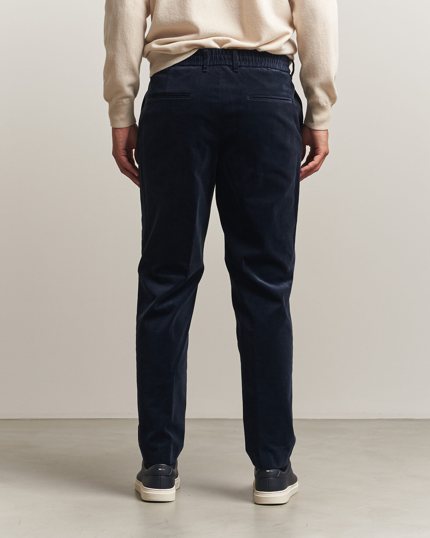 Men | Trousers | BOSS BLACK | Perin Corduroy Drawstring Trousers Dark Blue