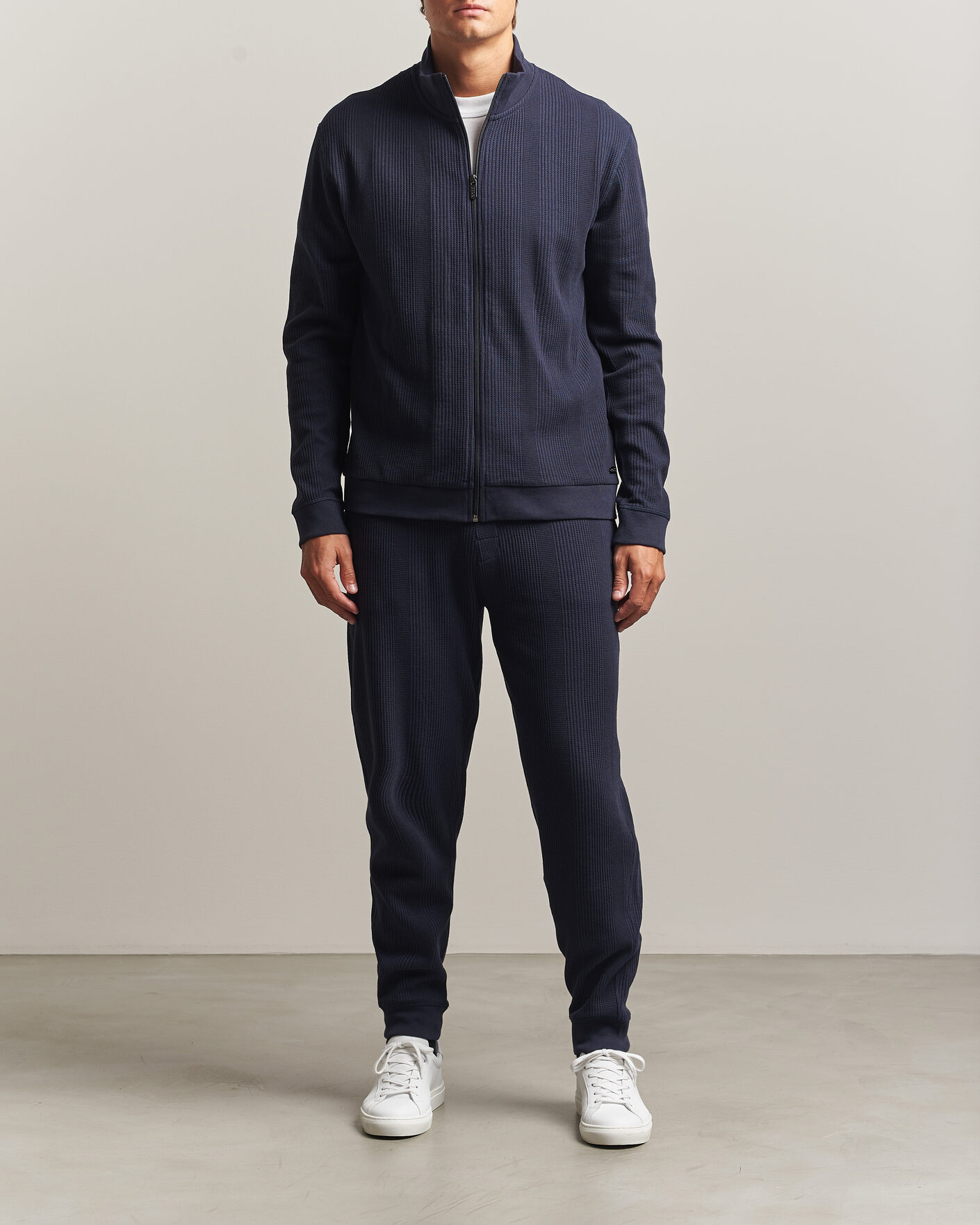 Men | Trousers | BOSS BLACK | Structured Loungewear Sweatpants Dark Blue