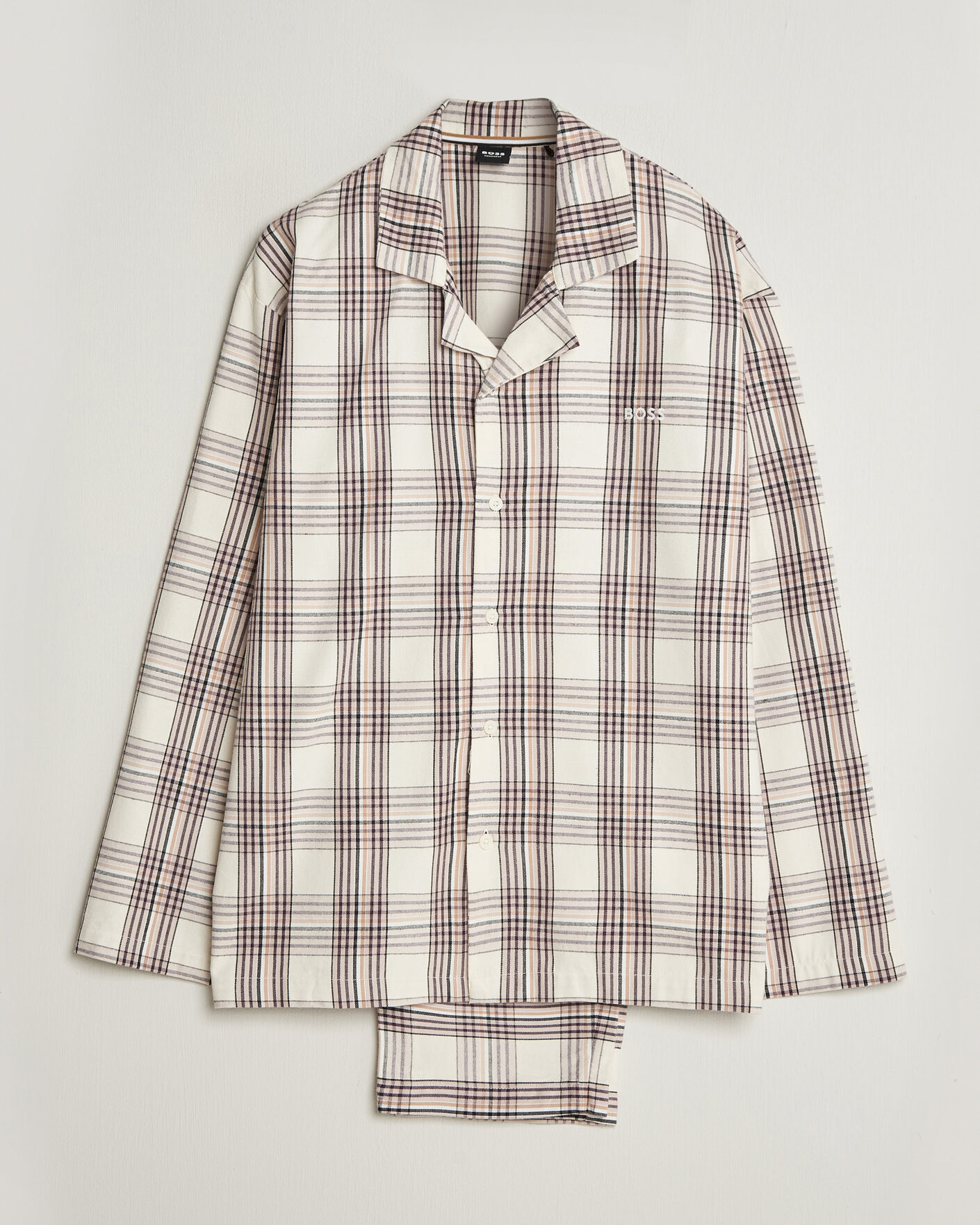 Men | Pyjamas & Robes | BOSS BLACK | Checked Flannel Pyjama Set Open White