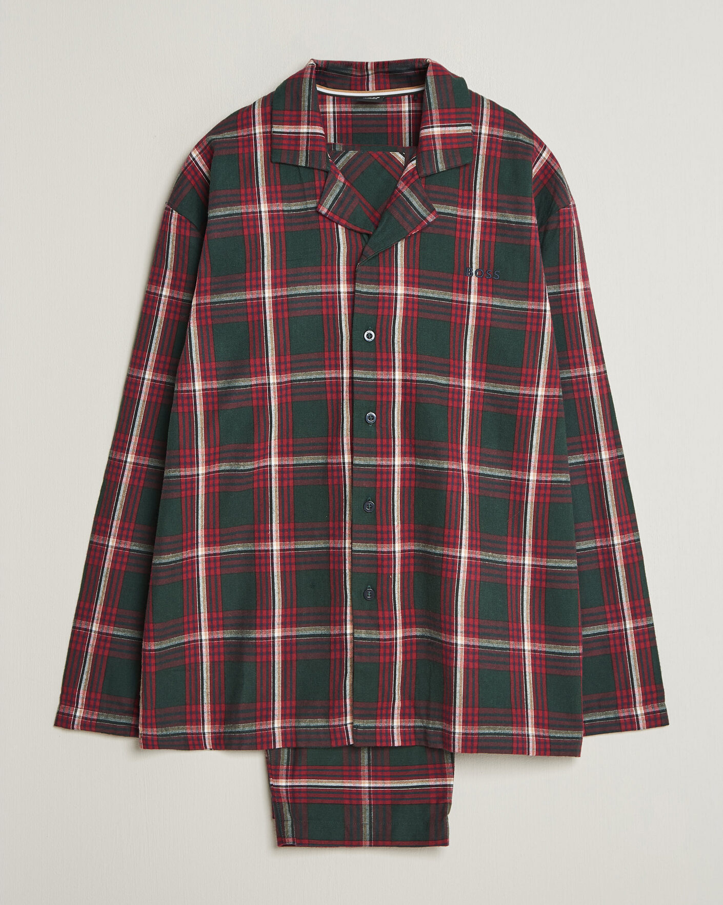 Men | Pyjamas & Robes | BOSS BLACK | Checked Flannel Pyjama Set Open Red