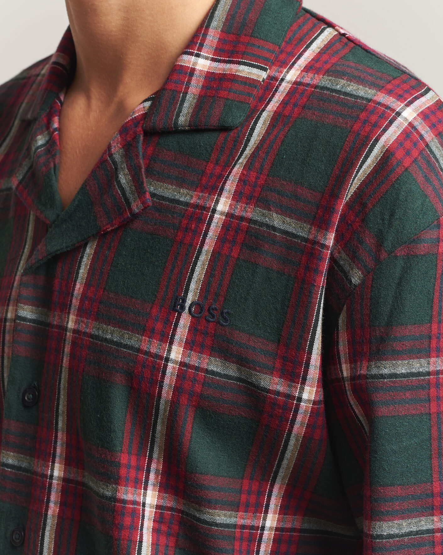 Men | Pyjamas & Robes | BOSS BLACK | Checked Flannel Pyjama Set Open Red