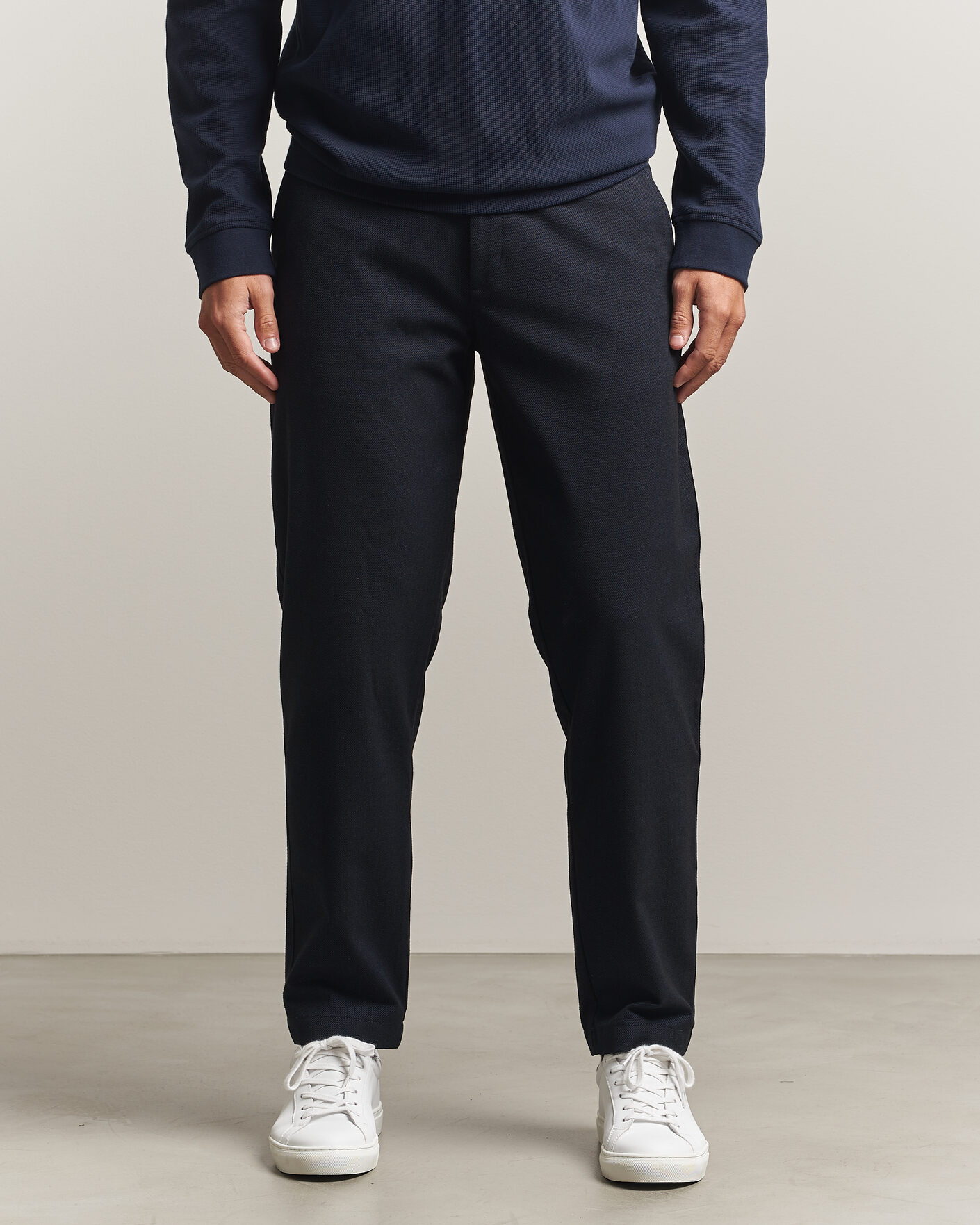 Men | Trousers | BOSS ORANGE | Tapered Fit Drawstring Chino Dark Blue