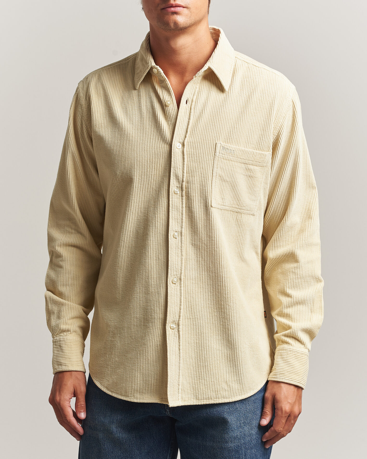 Men | Shirts | BOSS ORANGE | Relegant Corduroy Shirt Light Beige