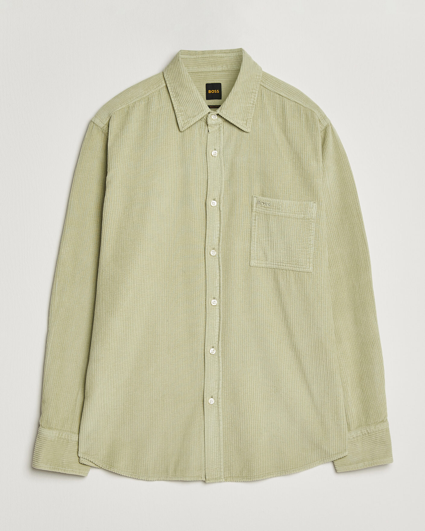 Men | Shirts | BOSS ORANGE | Relegant Corduroy Shirt Open Green