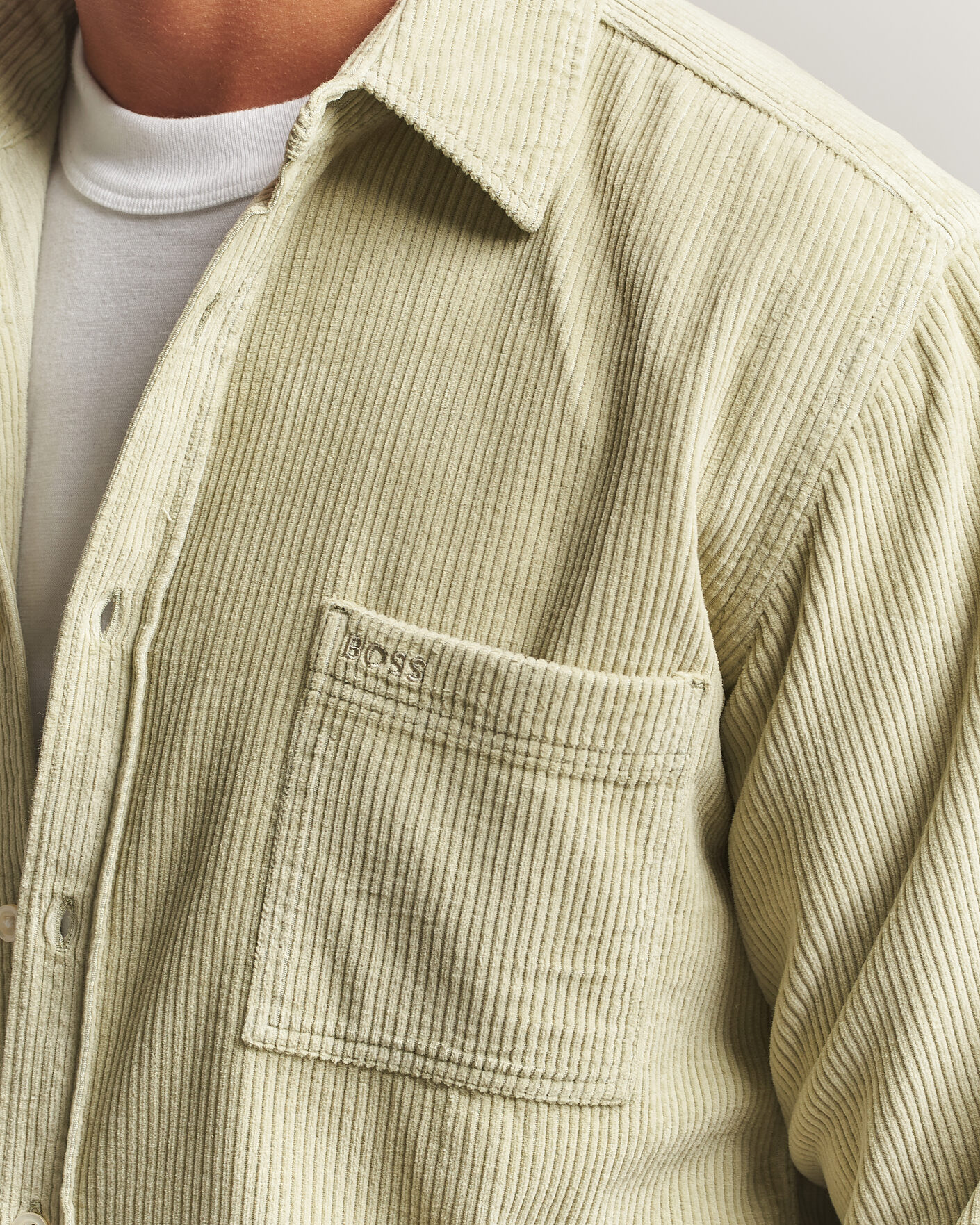 Men | Shirts | BOSS ORANGE | Relegant Corduroy Shirt Open Green
