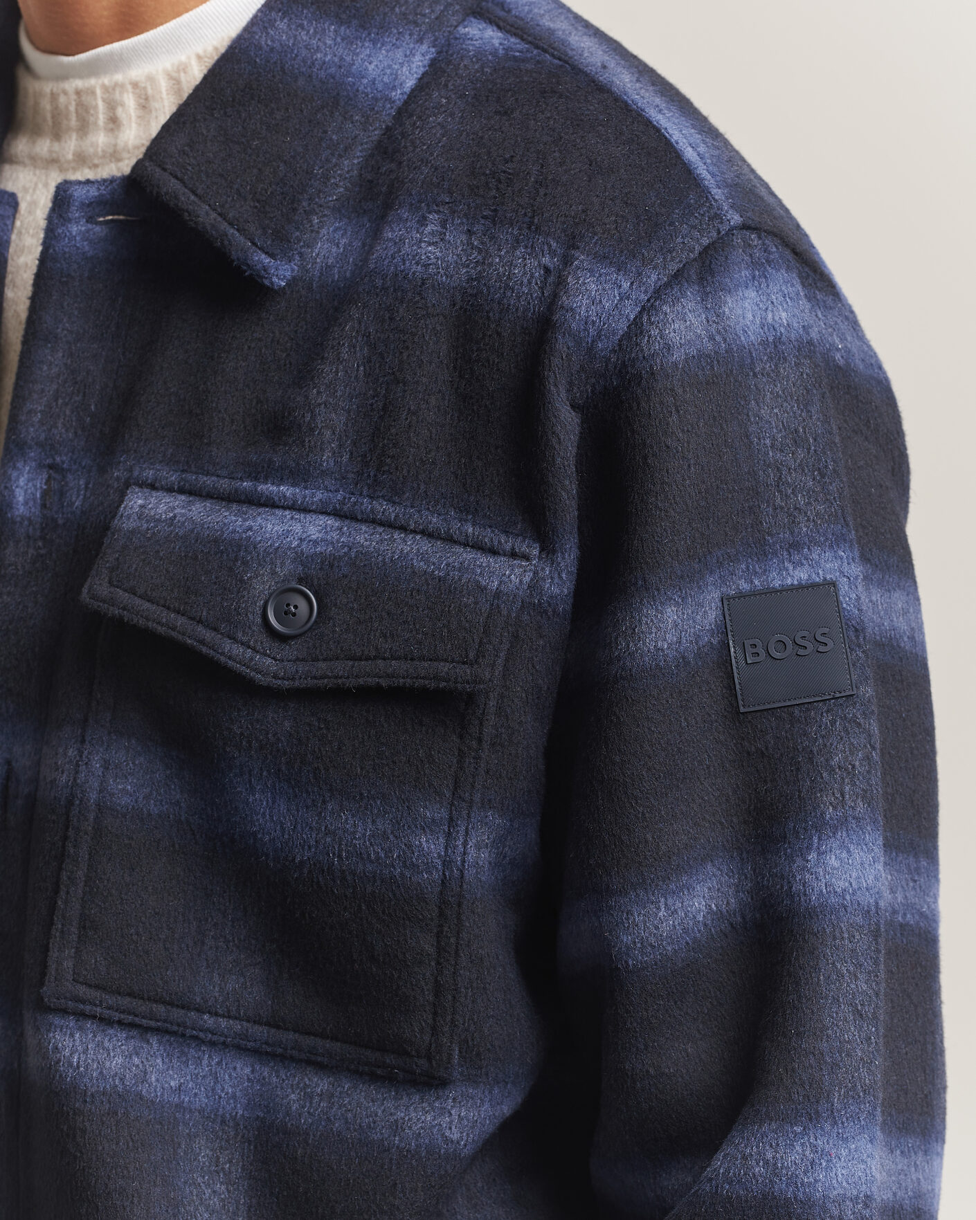 Men | Coats & Jackets | BOSS ORANGE | Losky Flannel Checked Overshirt Dark Blue