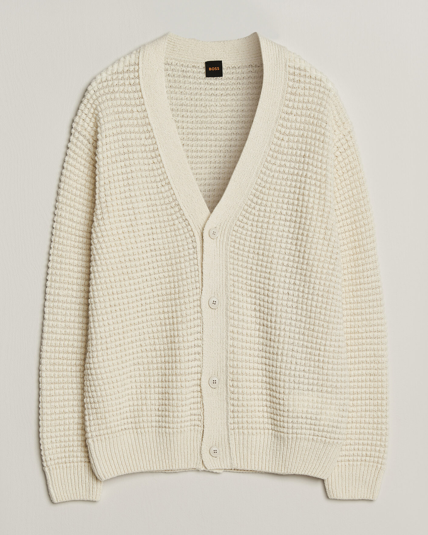 Men | Sweaters & Knitwear | BOSS ORANGE | Korsico Wool Knitted Cardigan Open White