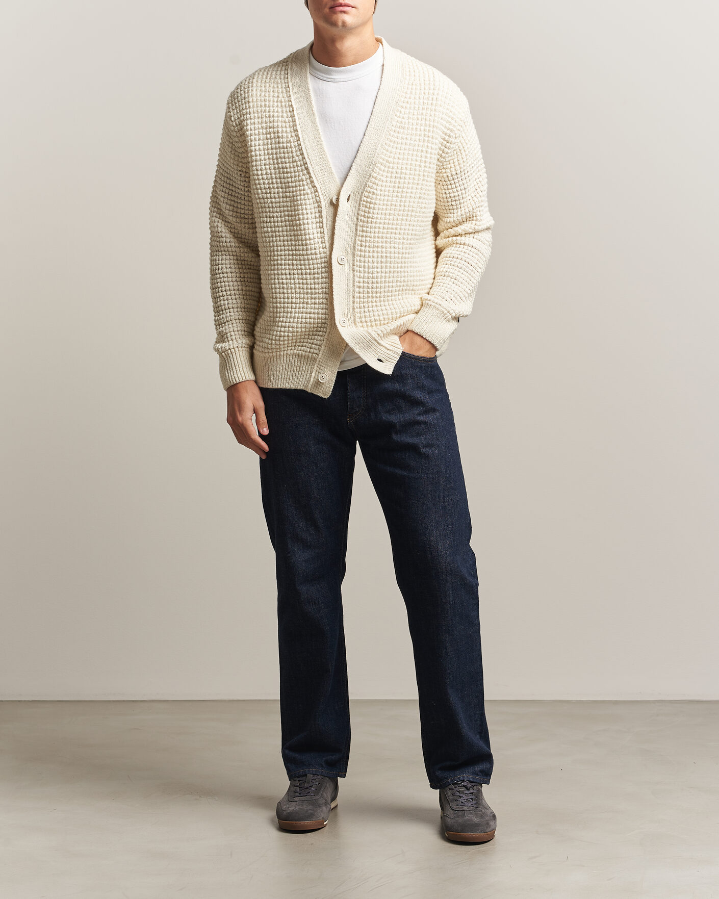 Men | Sweaters & Knitwear | BOSS ORANGE | Korsico Wool Knitted Cardigan Open White
