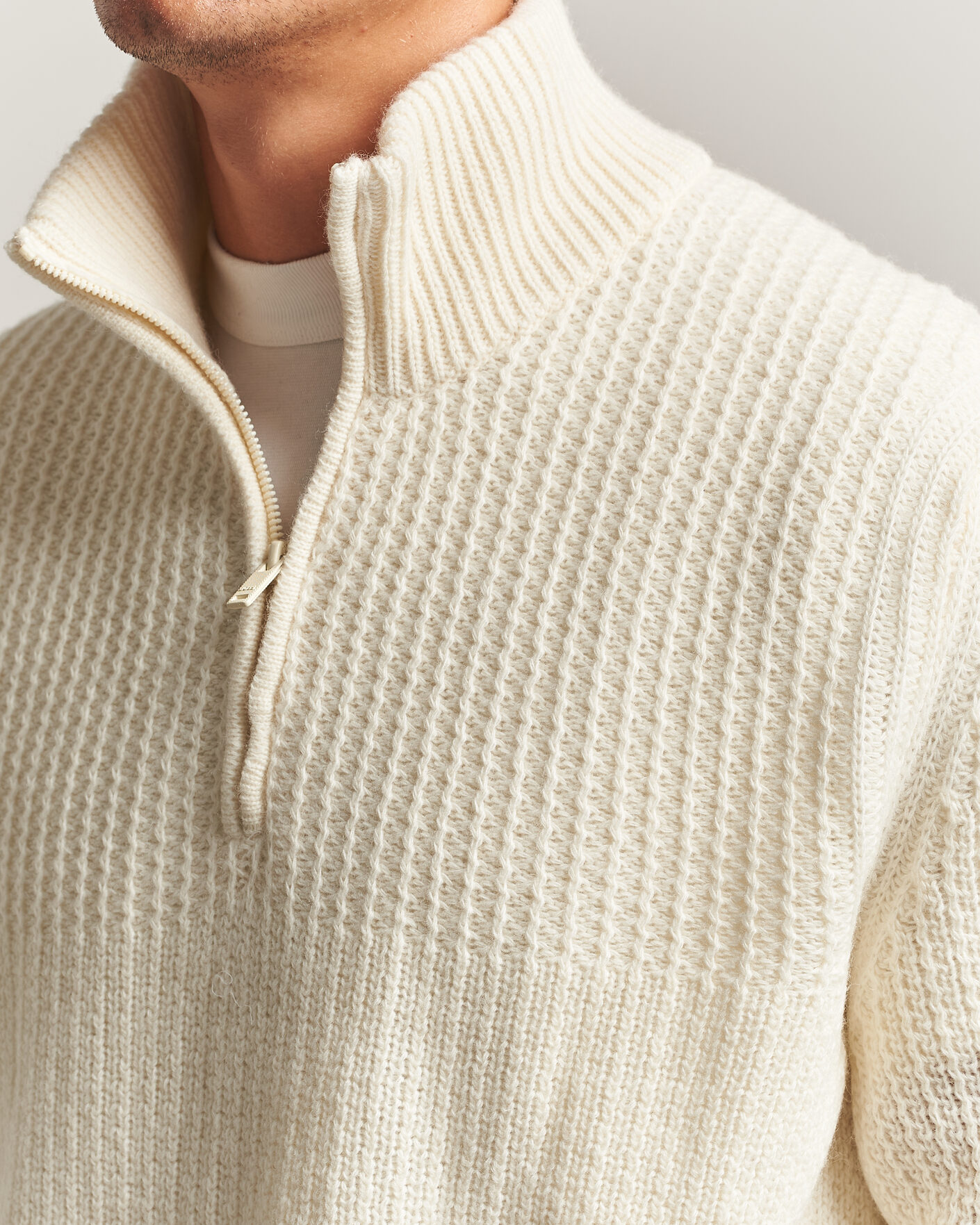 Men | Sweaters & Knitwear | BOSS ORANGE | Kenter Wool Knitted Half Zip Open White