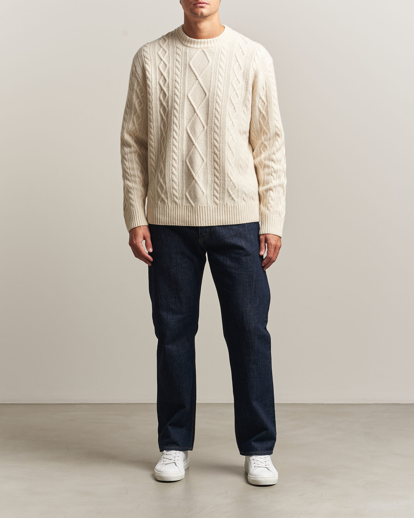 Men | Sweaters & Knitwear | BOSS ORANGE | Atreccio Wool Structured Knitted Sweater Open White