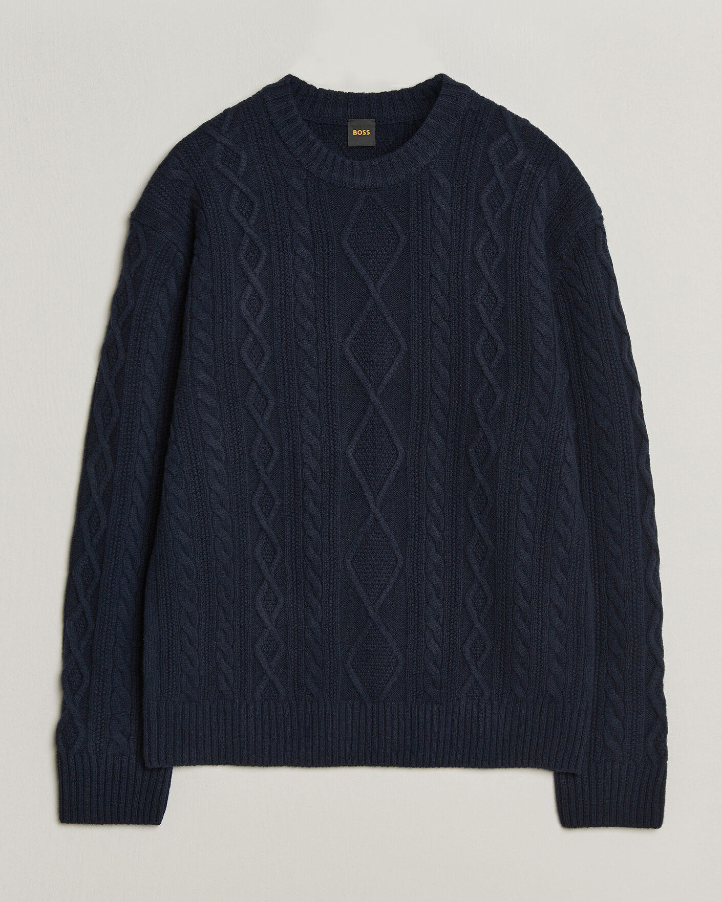 Men | Sweaters & Knitwear | BOSS ORANGE | Atreccio Wool Structured Knitted Sweater Dark Blue