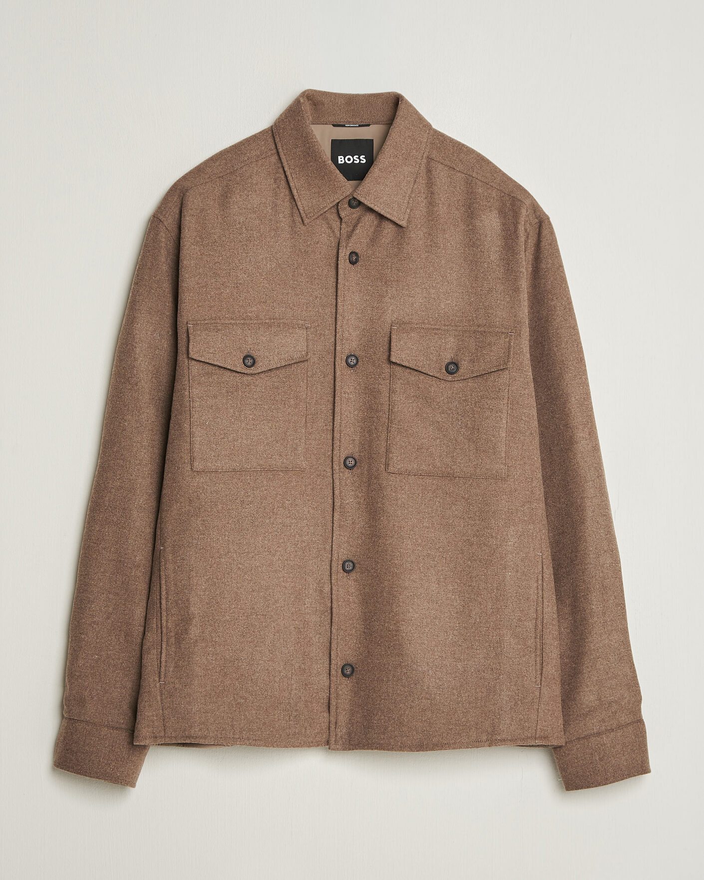 Men | Shirts | BOSS BLACK | Colin Brushed Pocket Overshirt Open Brown