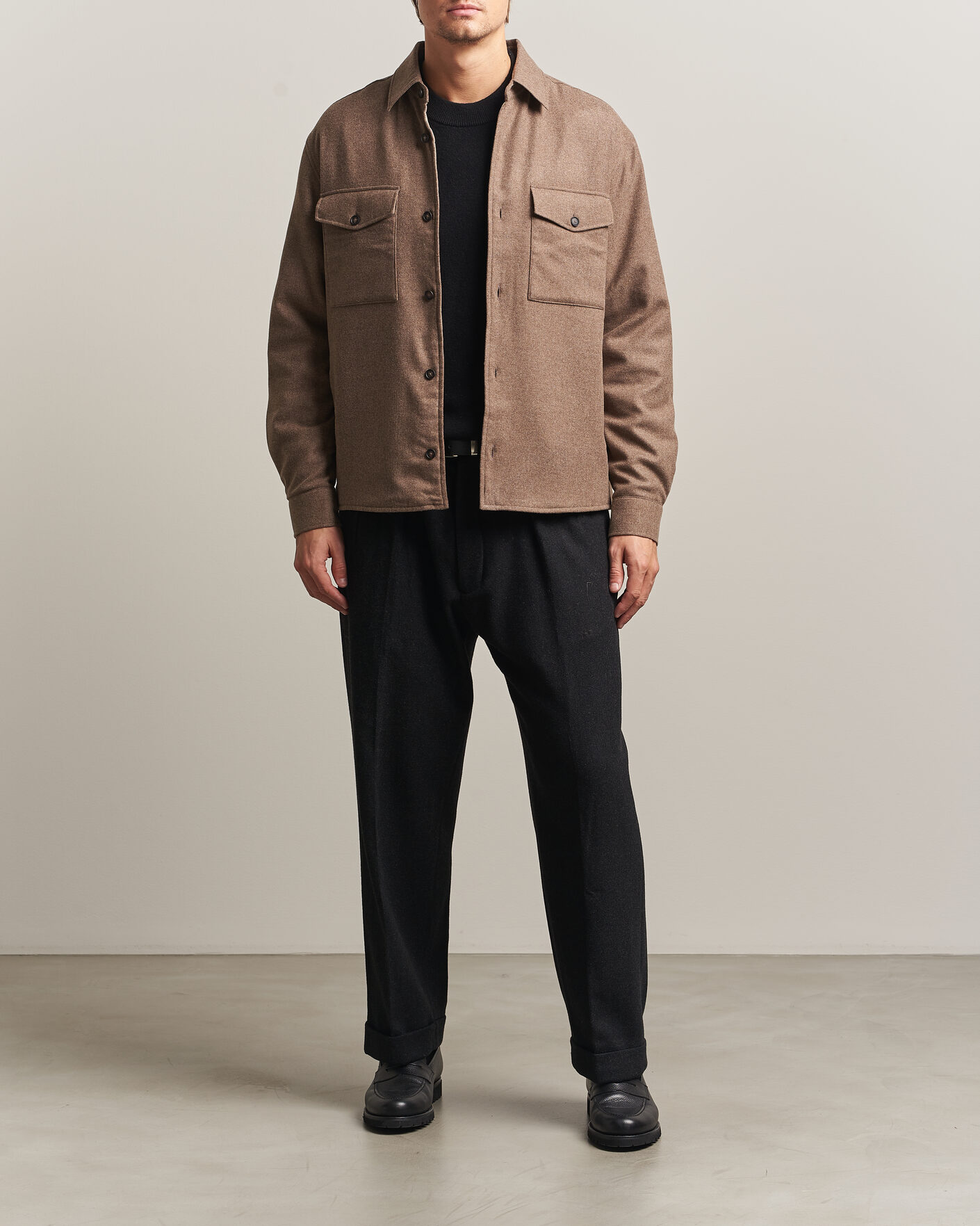 Men | Shirts | BOSS BLACK | Colin Brushed Pocket Overshirt Open Brown