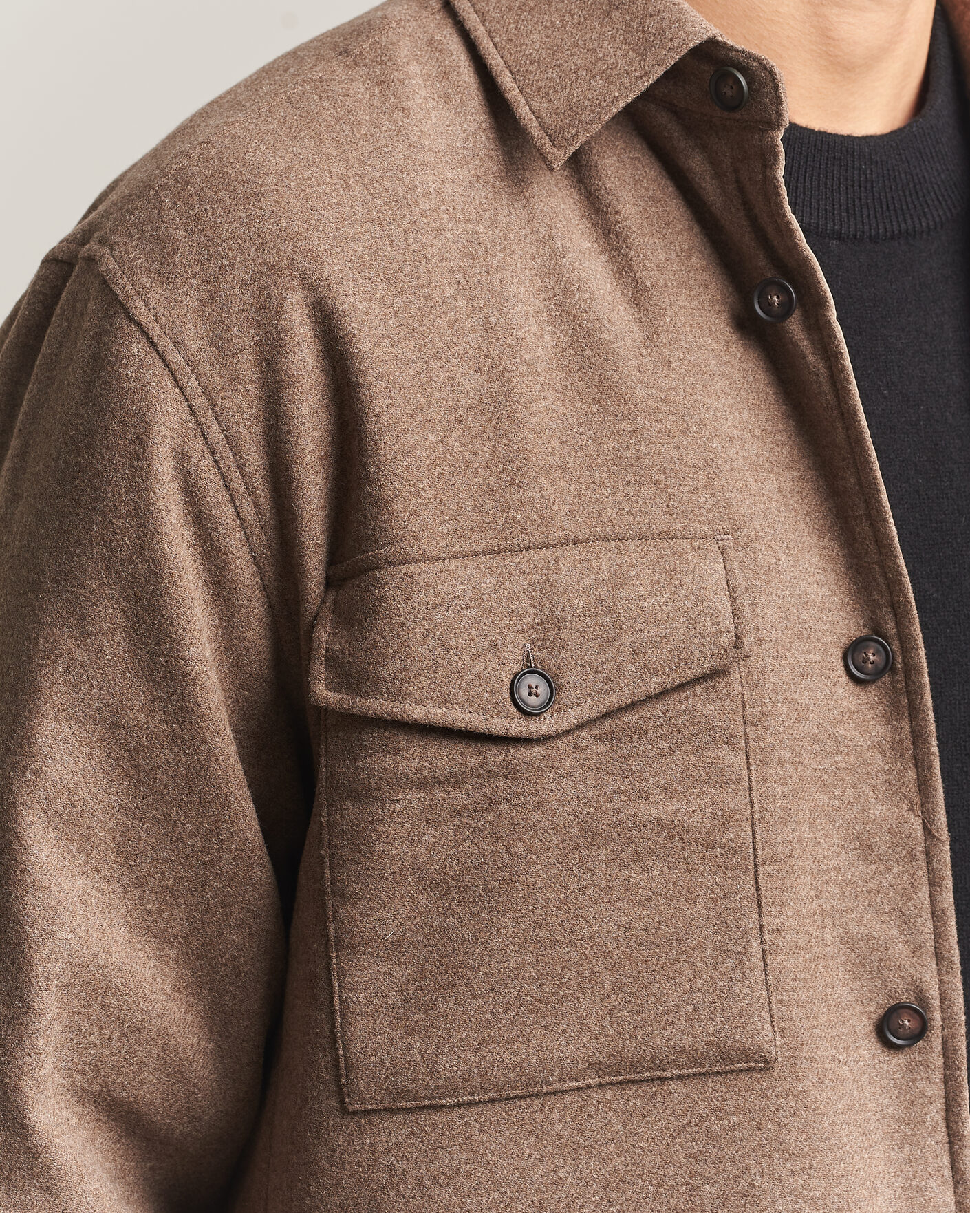 Men | Shirts | BOSS BLACK | Colin Brushed Pocket Overshirt Open Brown
