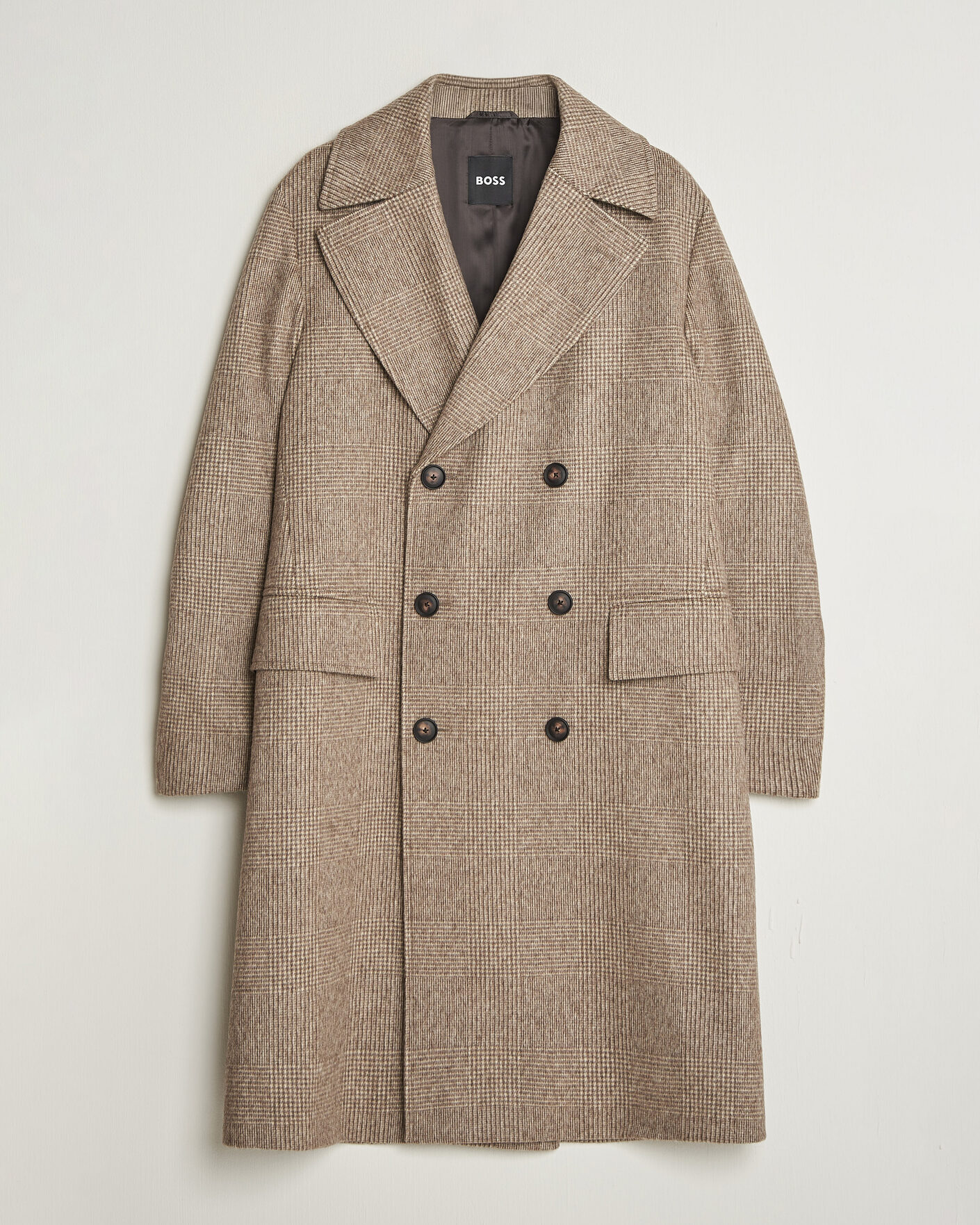 Men | Coats & Jackets | BOSS BLACK | Jared Wool Double Breasted Coat Open Brown