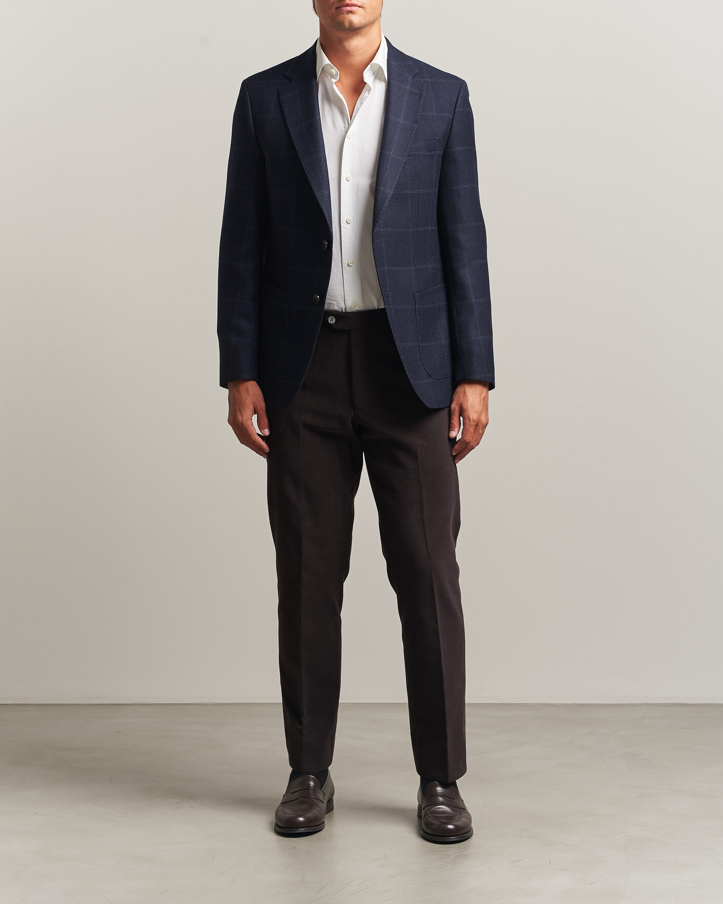 Men | Blazers | BOSS BLACK | Hutson Checked Wool Blazer Dark Blue