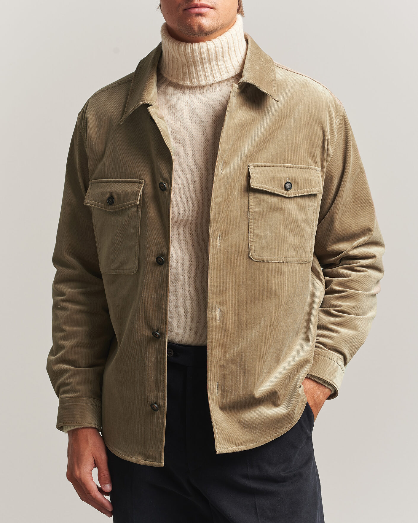 Men | Shirts | BOSS BLACK | Carper Corduroy Overshirt Open Brown