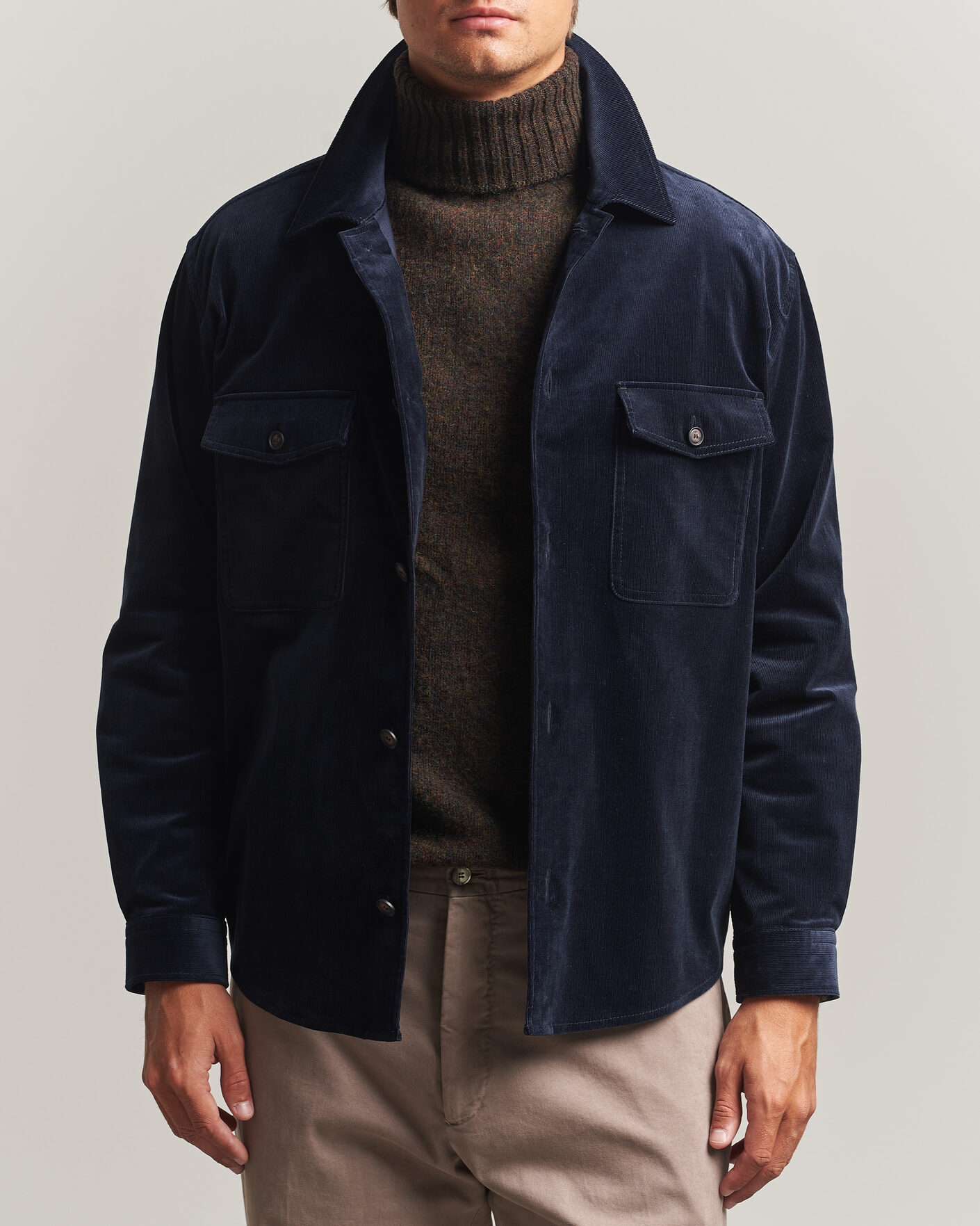 Men | Shirts | BOSS BLACK | Carper Corduroy Overshirt Dark Blue