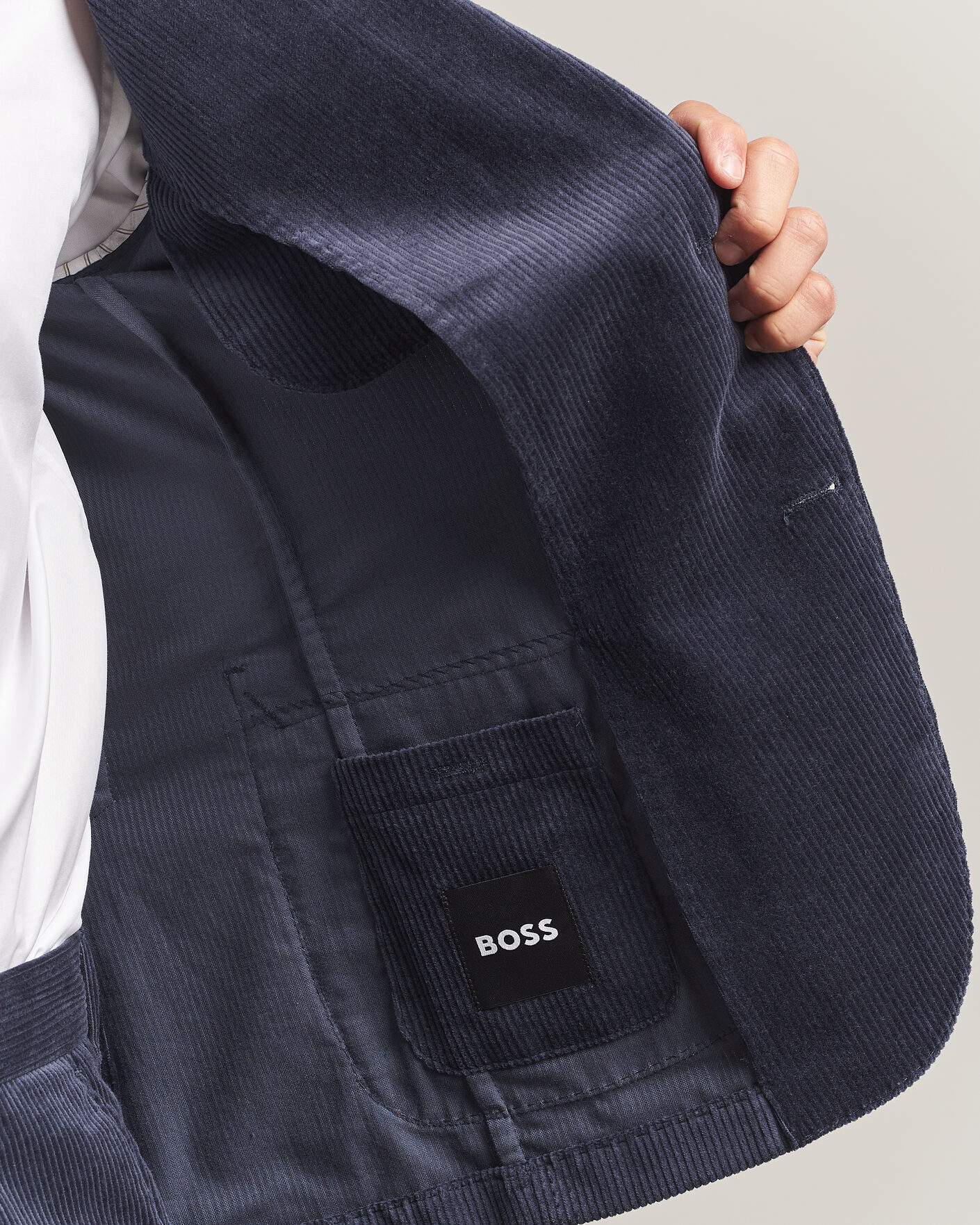 Men | Blazers | BOSS BLACK | Hanry Corduroy Suit Blazer Open Blue