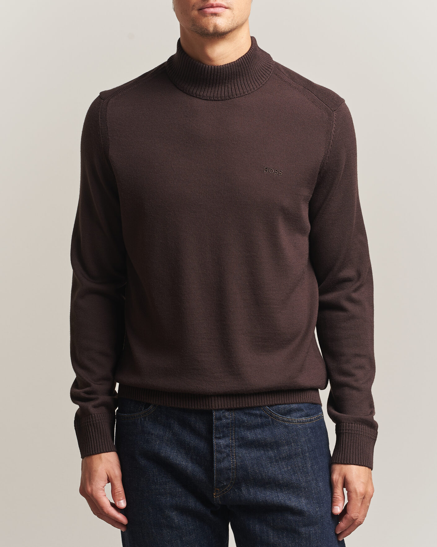 Men | Sweaters & Knitwear | BOSS ORANGE | Avac Knitted Turtleneck Dark Brown