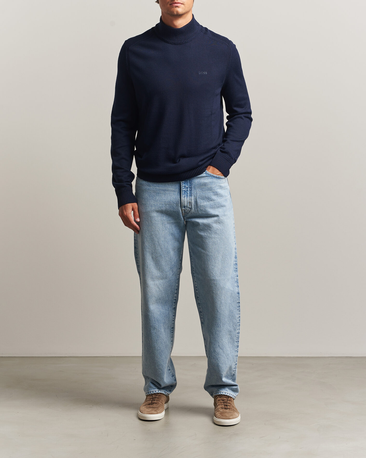 Men | Sweaters & Knitwear | BOSS ORANGE | Avac Knitted Turtleneck Dark Blue