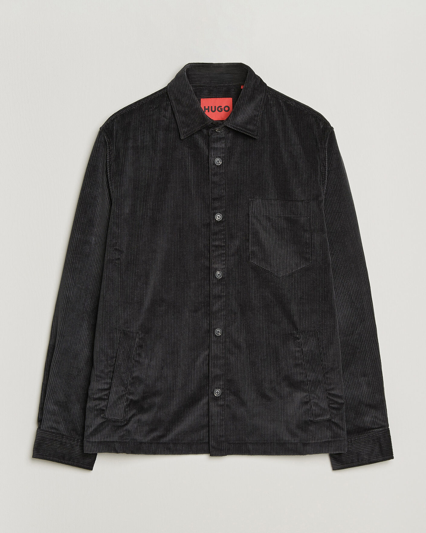 Men | Shirts | HUGO | Ecord Corduroy Overshirt Black